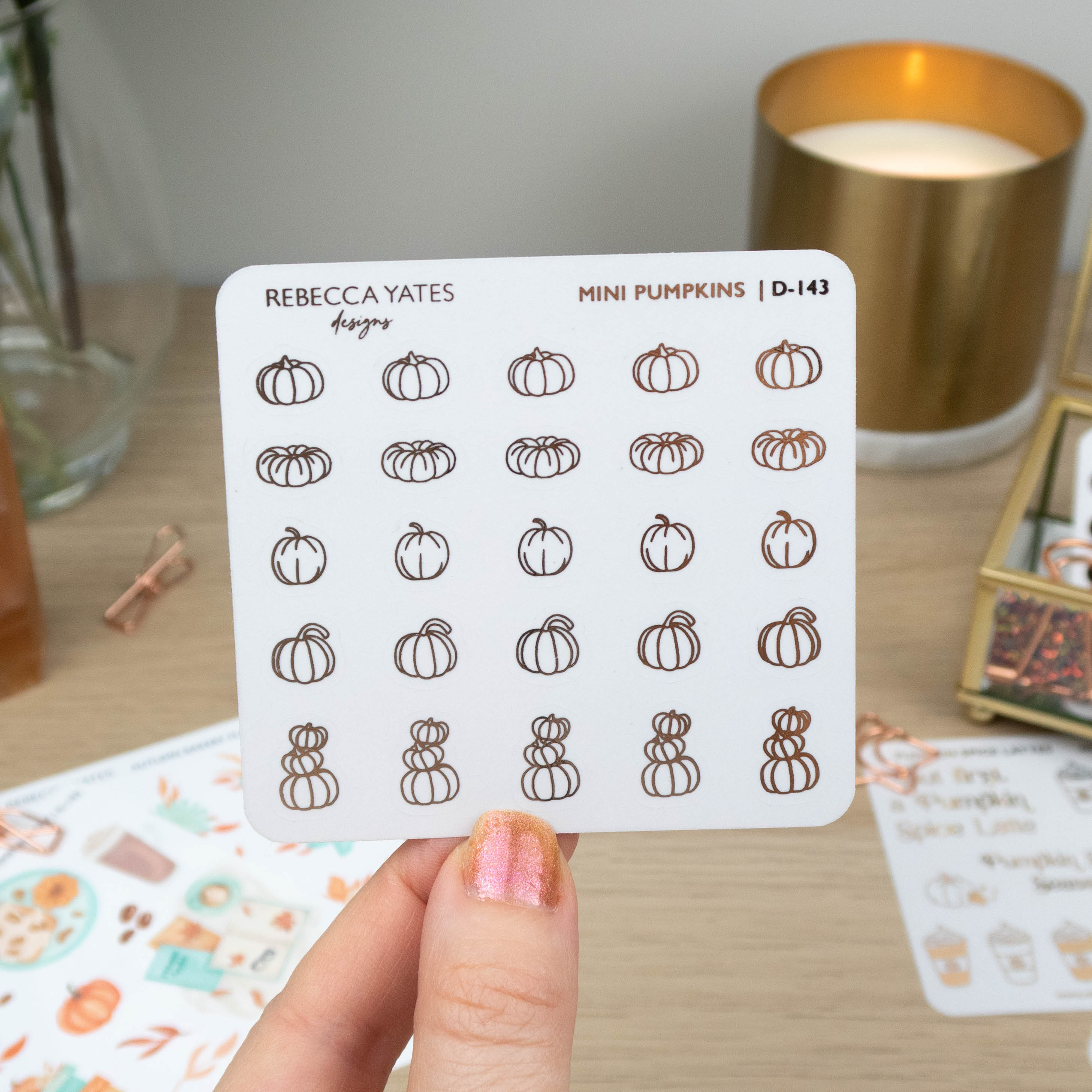 MINI PUMPKINS - FOILED STICKER SHEET - Rebecca Yates