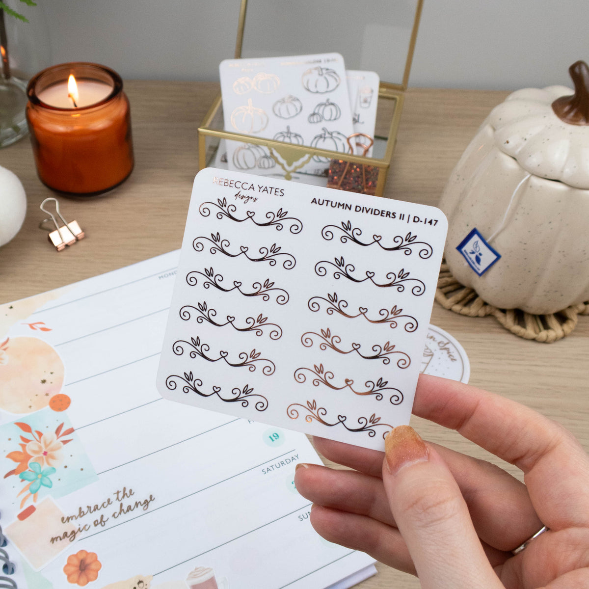AUTUMN DIVIDERS II - FOILED STICKER SHEET - Rebecca Yates