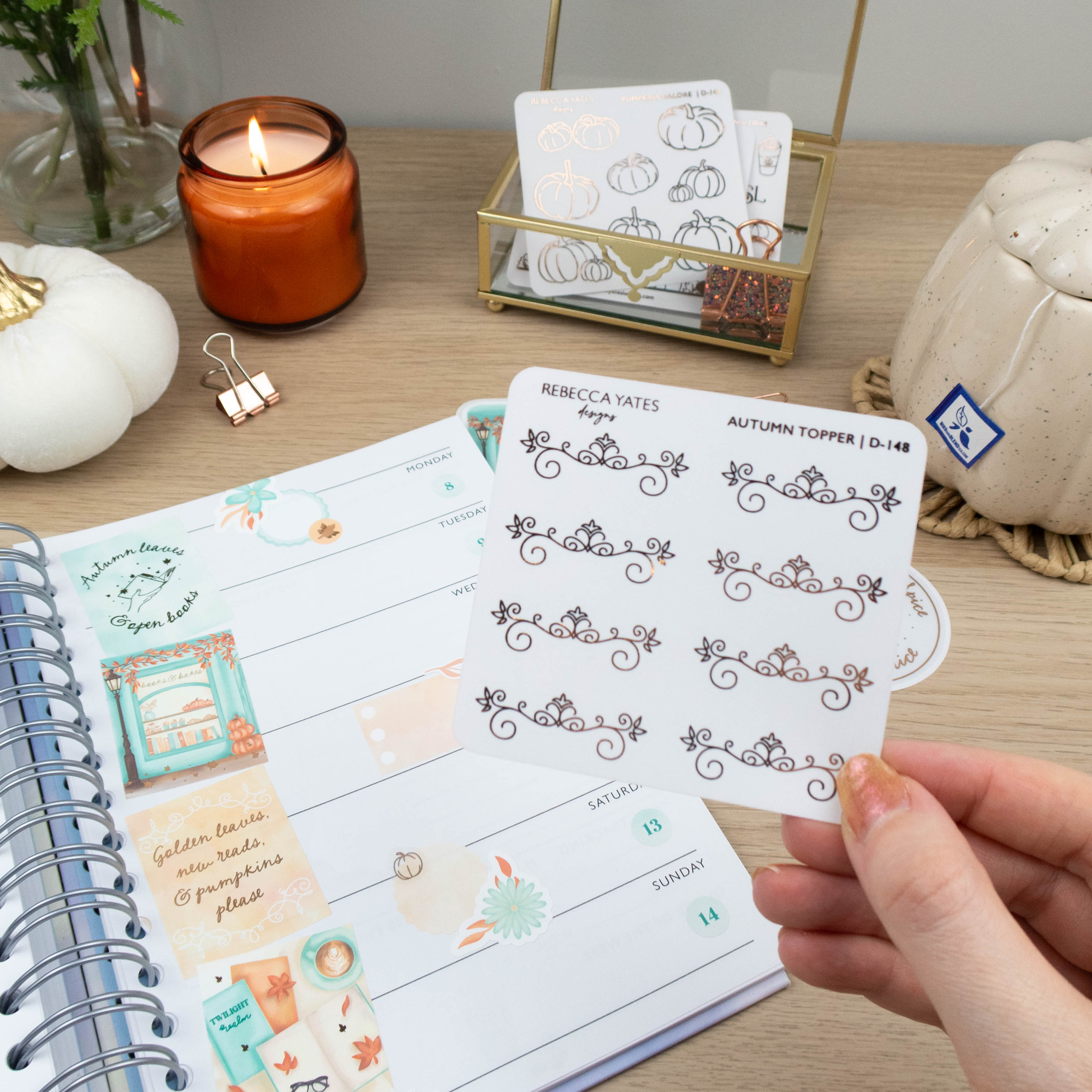 AUTUMN TOPPER - FOILED STICKER SHEET - Rebecca Yates