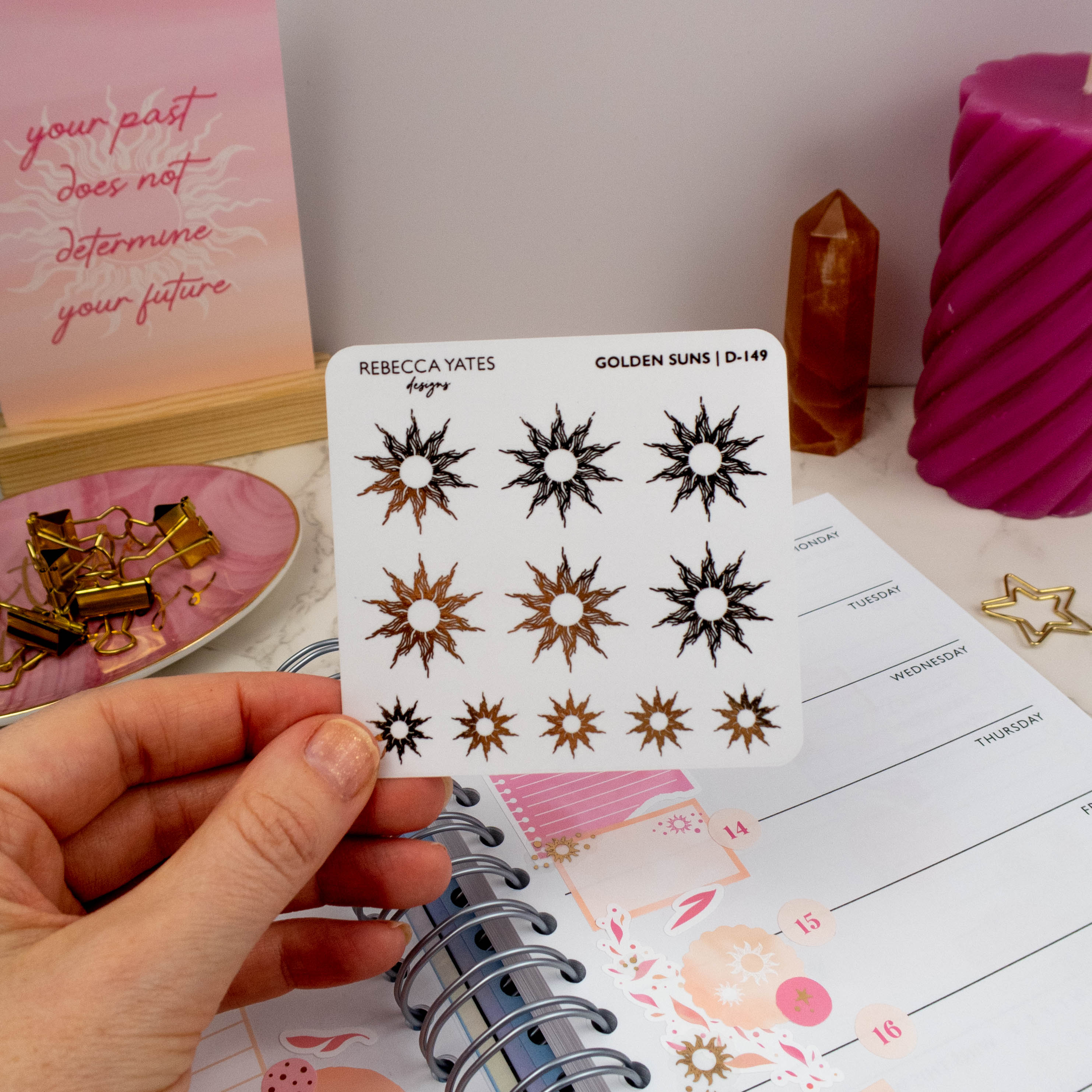 GOLDEN SUNS - FOILED STICKER SHEET - Rebecca Yates