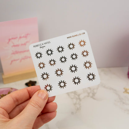 MINI SUNS - FOILED STICKER SHEET - Rebecca Yates
