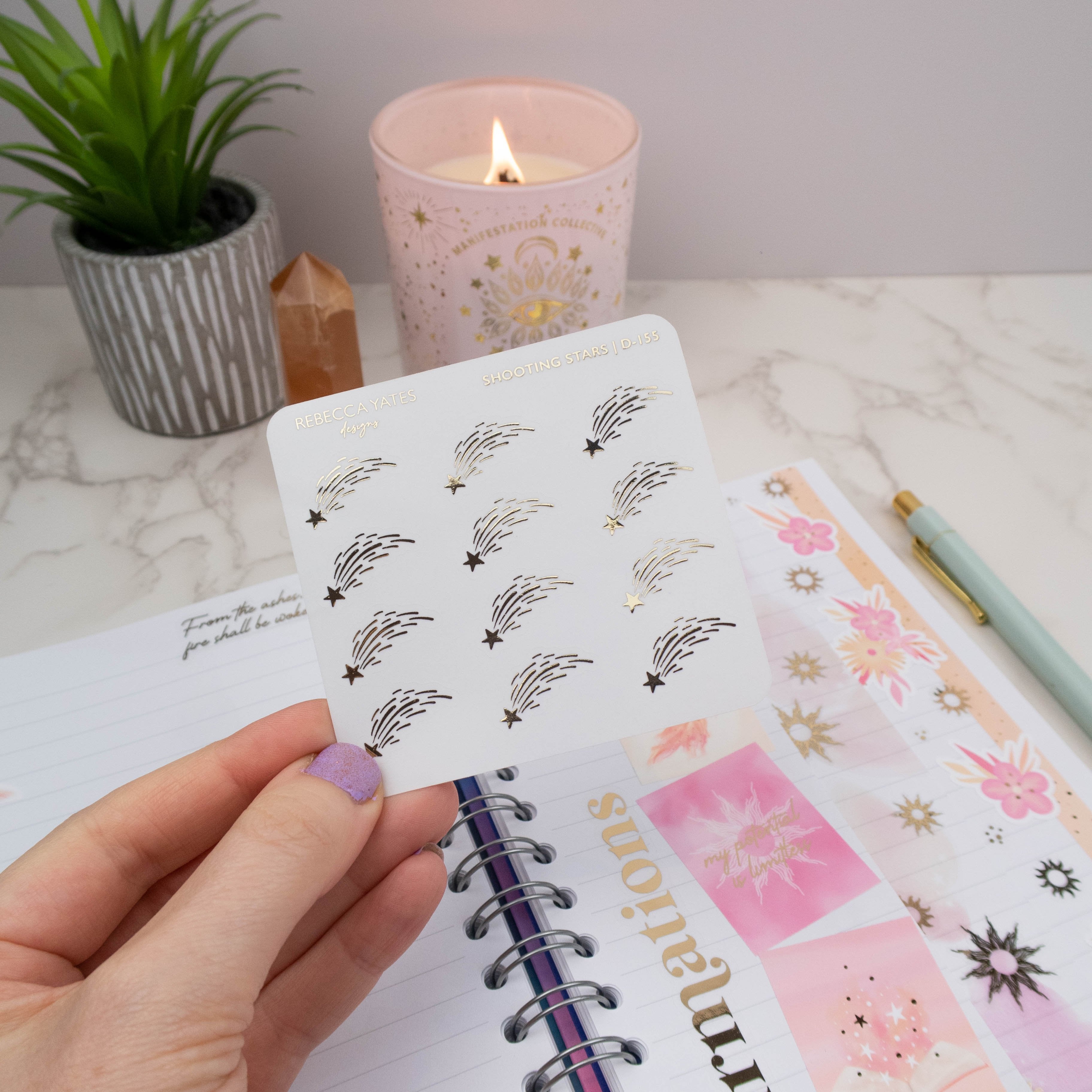 SHOOTING STARS - FOILED STICKER SHEET - Rebecca Yates