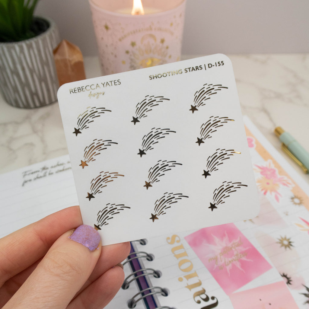 SHOOTING STARS - FOILED STICKER SHEET - Rebecca Yates
