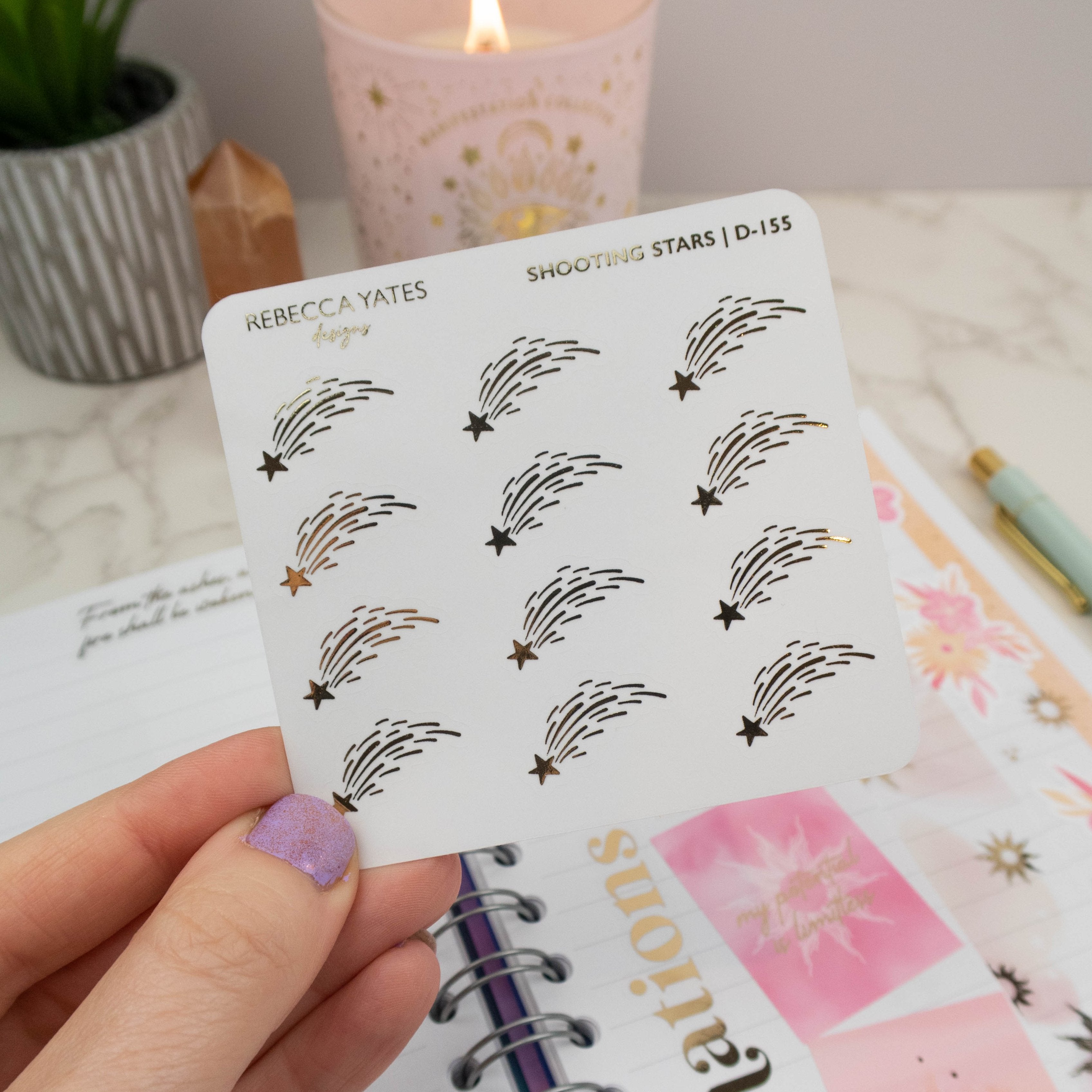 SHOOTING STARS - FOILED STICKER SHEET - Rebecca Yates