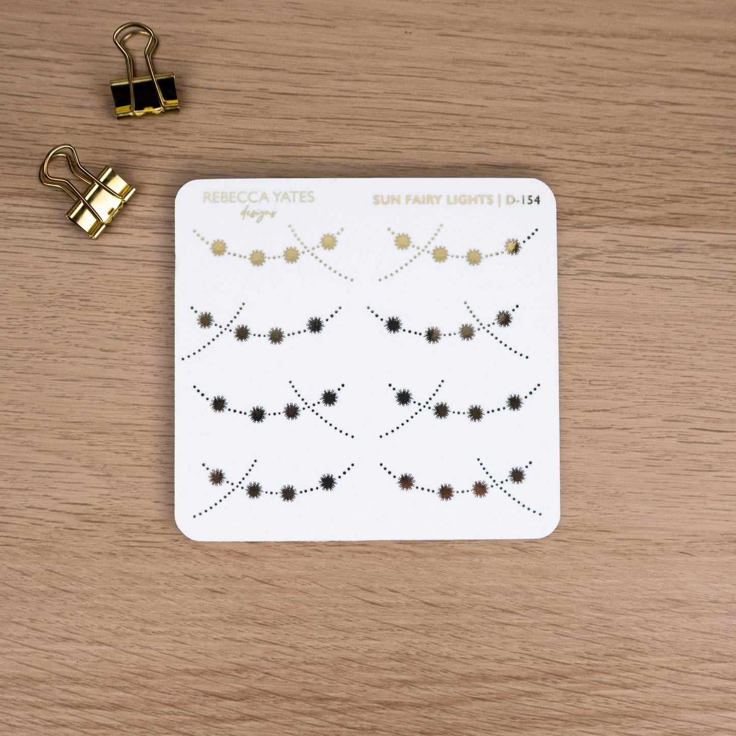 SUN FAIRY LIGHTS - FOILED STICKER SHEET - Rebecca Yates