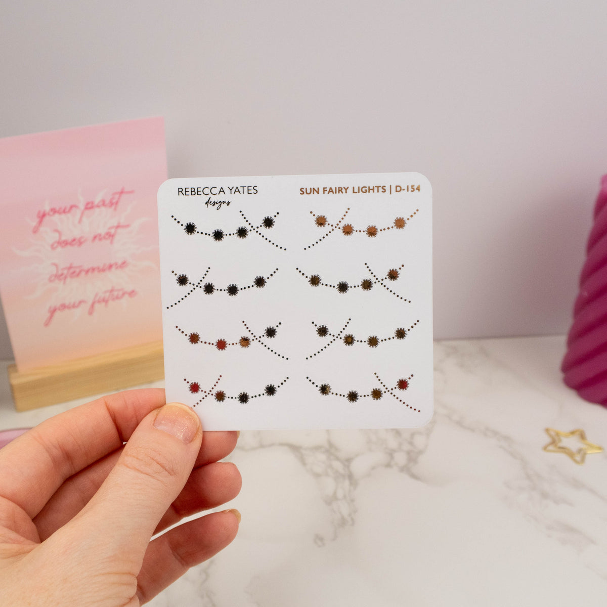 SUN FAIRY LIGHTS - FOILED STICKER SHEET - Rebecca Yates