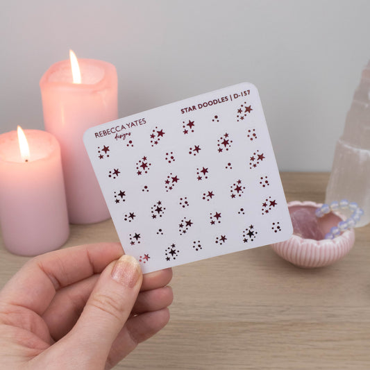 STAR DOODLES - FOILED STICKER SHEET - LTD ED PINK FOIL - Rebecca Yates