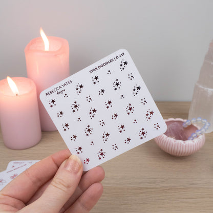 STAR DOODLES - FOILED STICKER SHEET - LTD ED PINK FOIL - Rebecca Yates