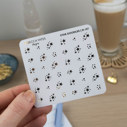 STAR DOODLES - FOILED STICKER SHEET - Rebecca Yates