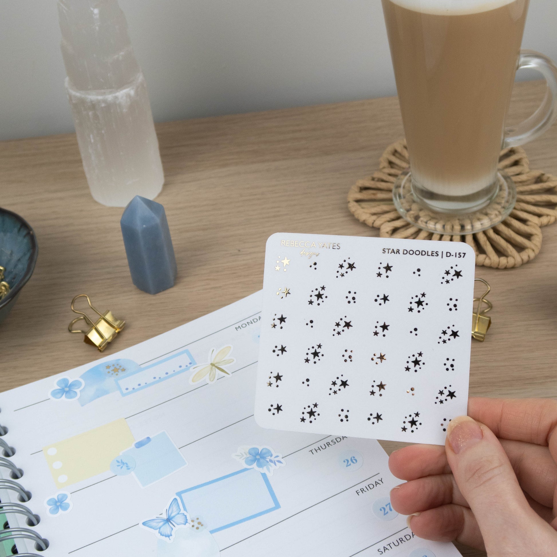 STAR DOODLES - FOILED STICKER SHEET - Rebecca Yates
