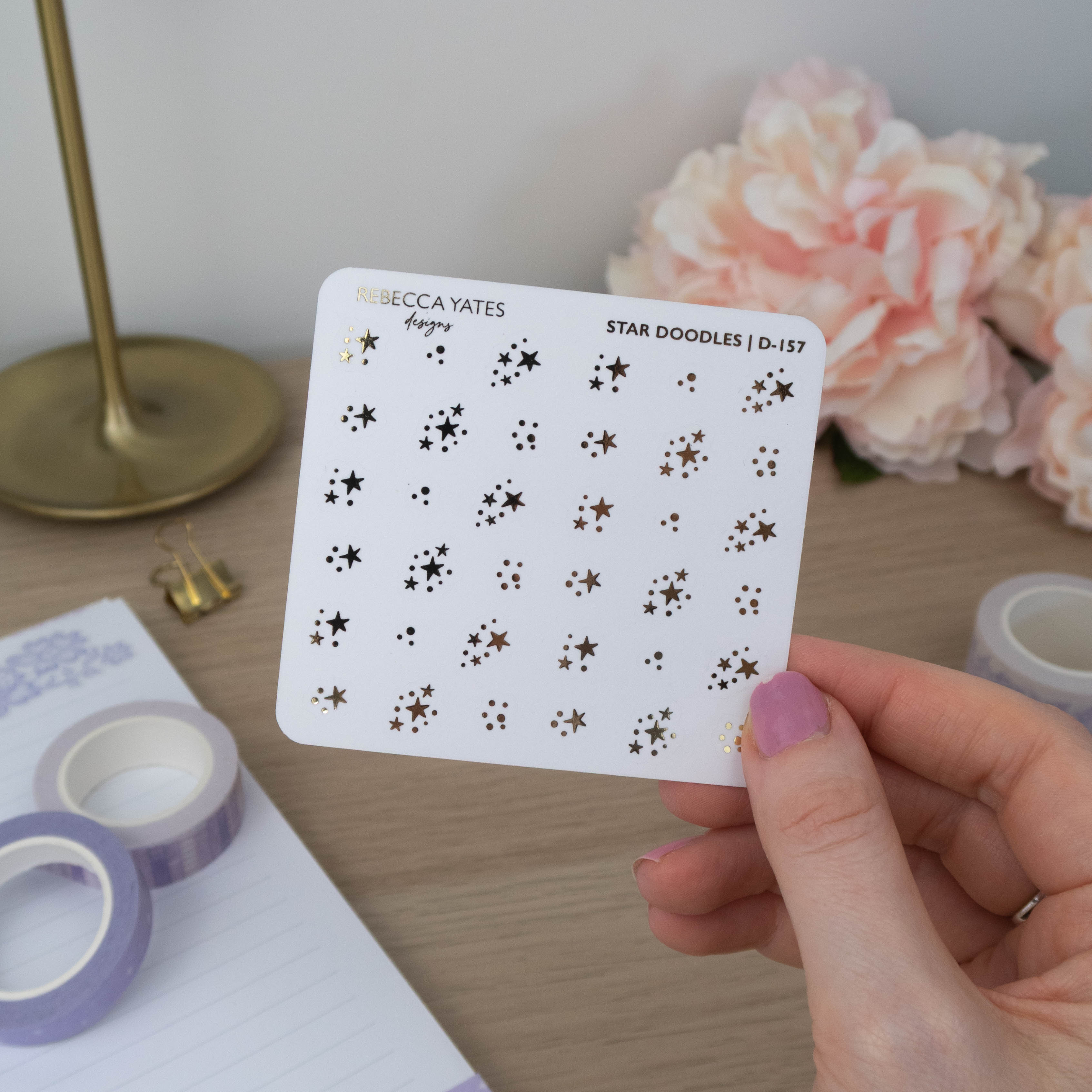 STAR DOODLES - FOILED STICKER SHEET - Rebecca Yates
