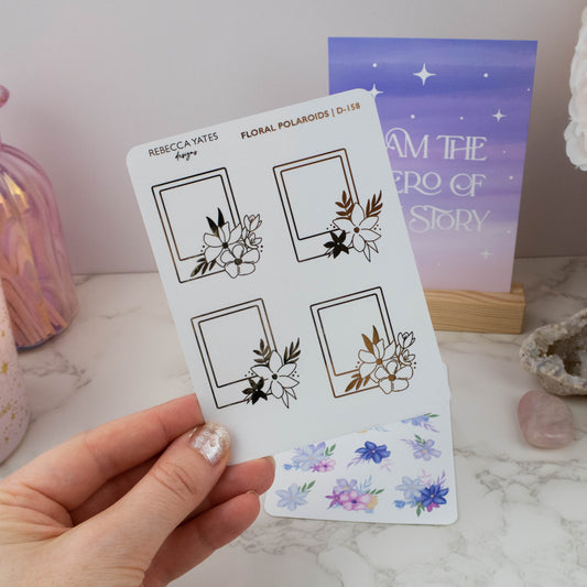 FLORAL POLAROIDS - FOILED STICKER SHEET