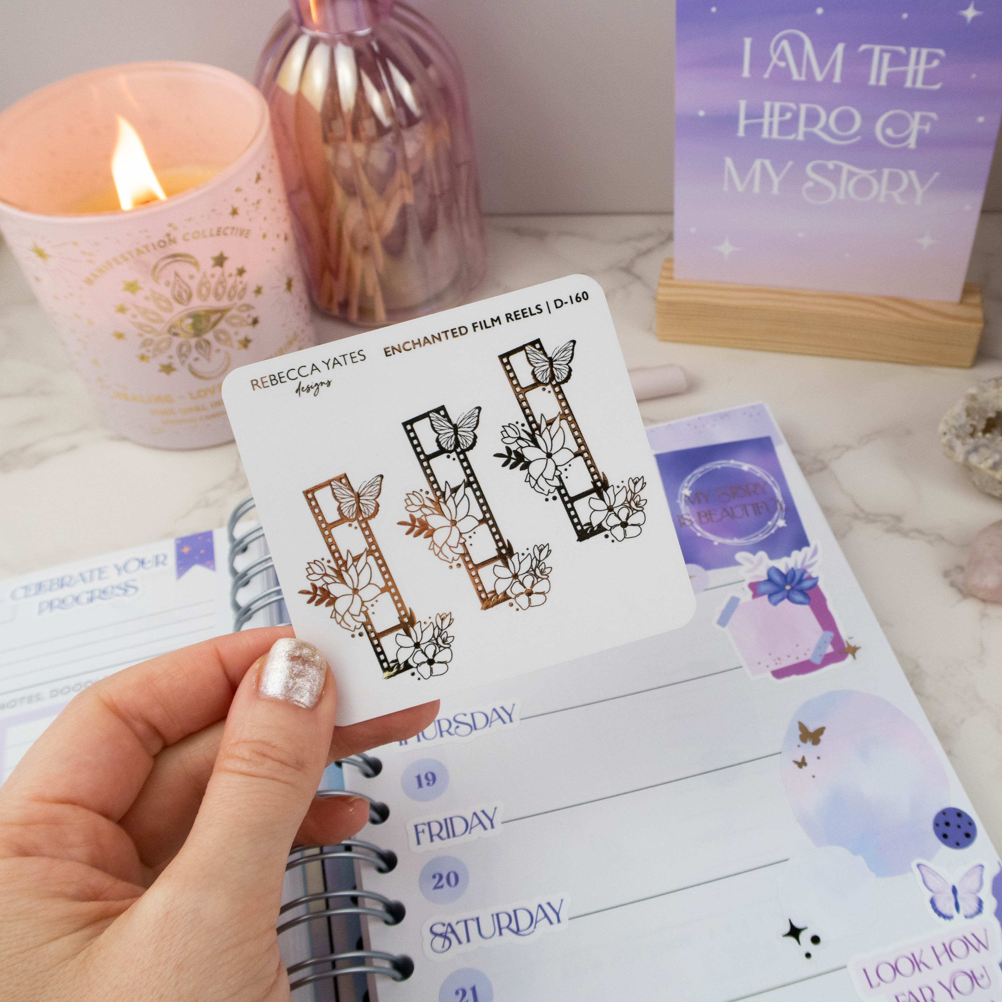 ENCHANTED FILM REEL - FOILED STICKER SHEET - Rebecca Yates