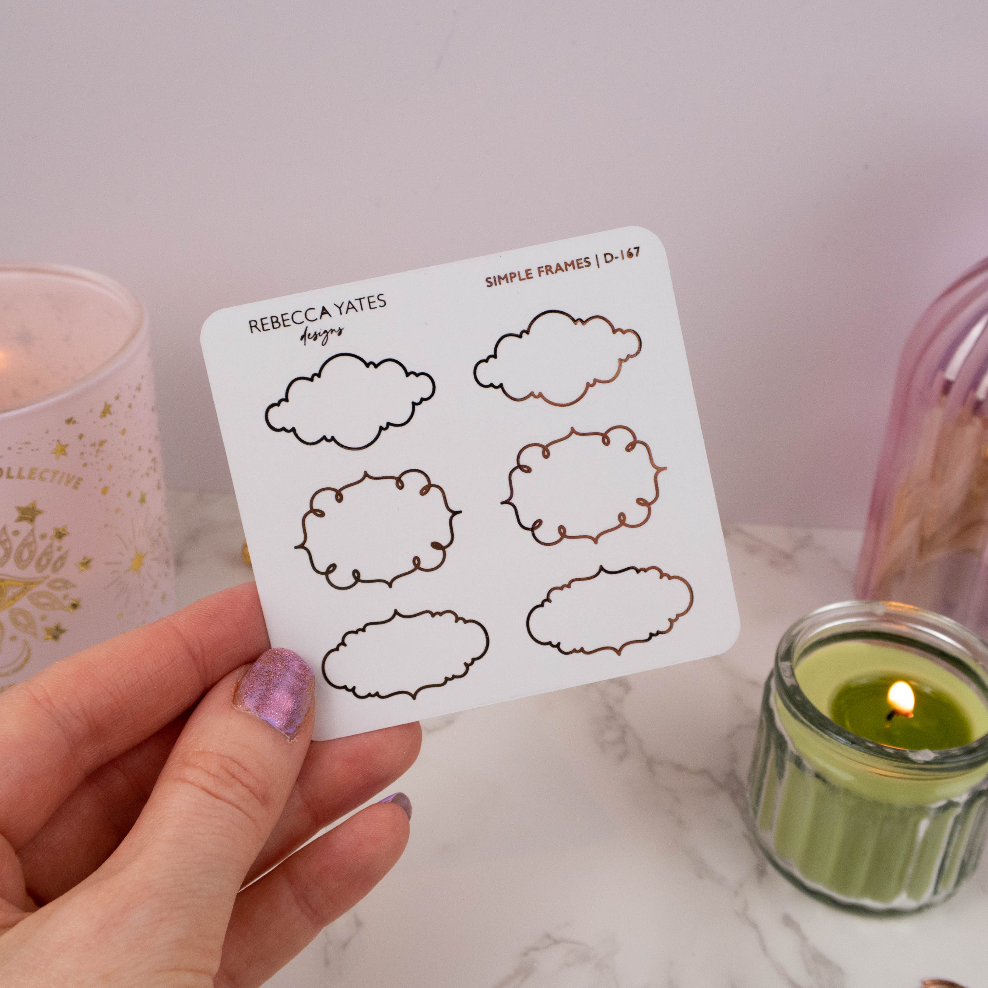 SIMPLE FRAMES - FOILED STICKER SHEET - Rebecca Yates
