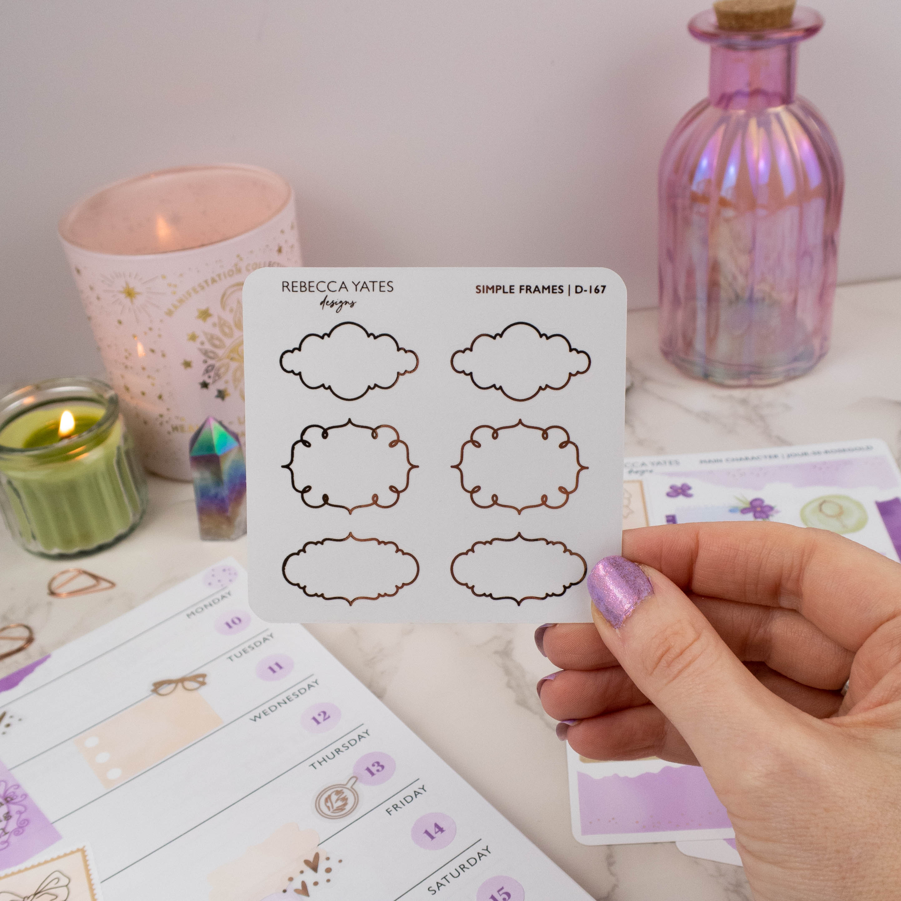 SIMPLE FRAMES - FOILED STICKER SHEET - Rebecca Yates