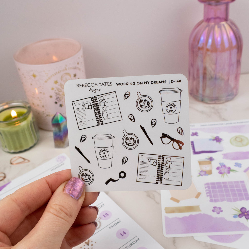 WORKING ON MY DREAMS - FOILED STICKER SHEET - Rebecca Yates