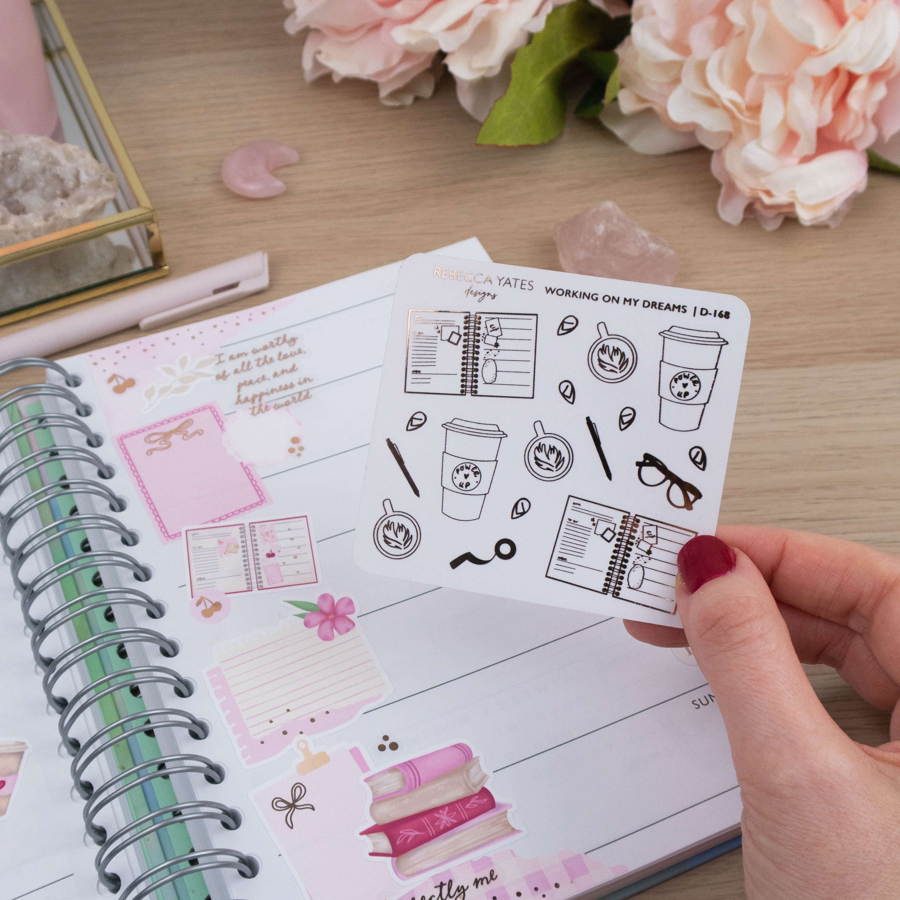 WORKING ON MY DREAMS - FOILED STICKER SHEET - Rebecca Yates