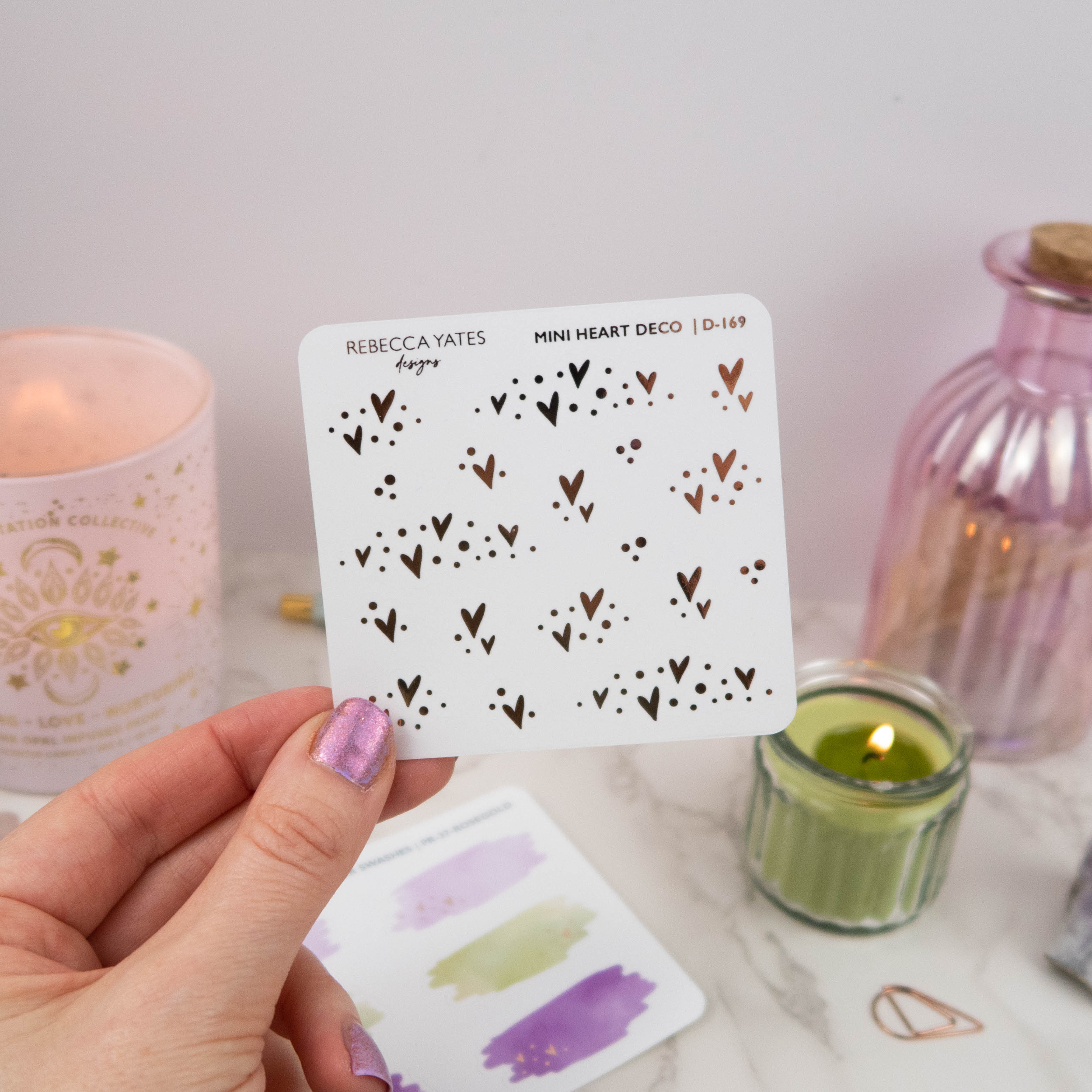 MINI HEART DECO - FOILED STICKER SHEET - Rebecca Yates