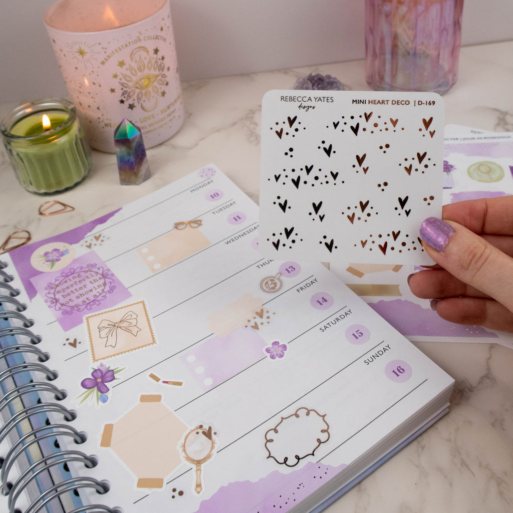 MINI HEART DECO - FOILED STICKER SHEET - Rebecca Yates
