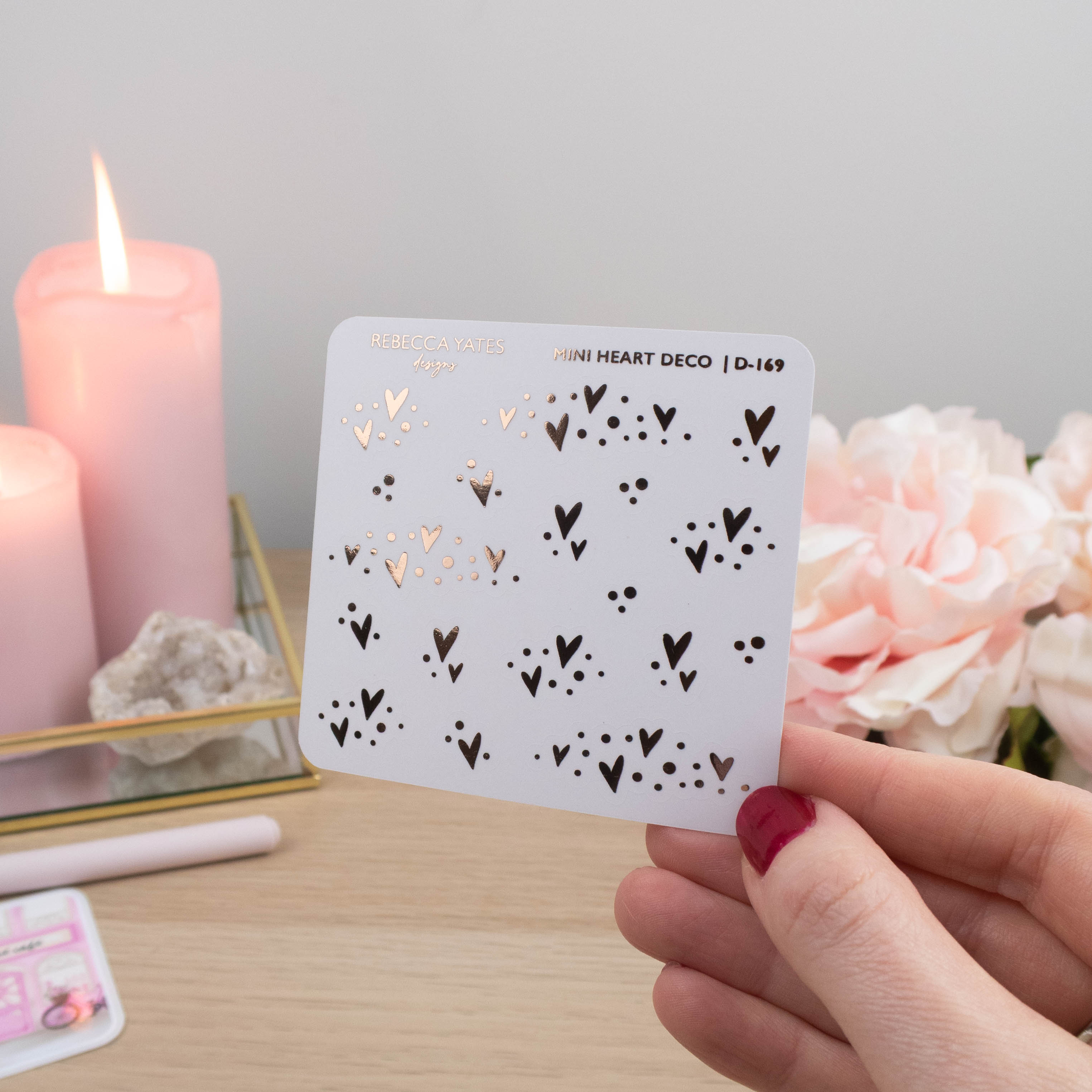 MINI HEART DECO - FOILED STICKER SHEET - Rebecca Yates