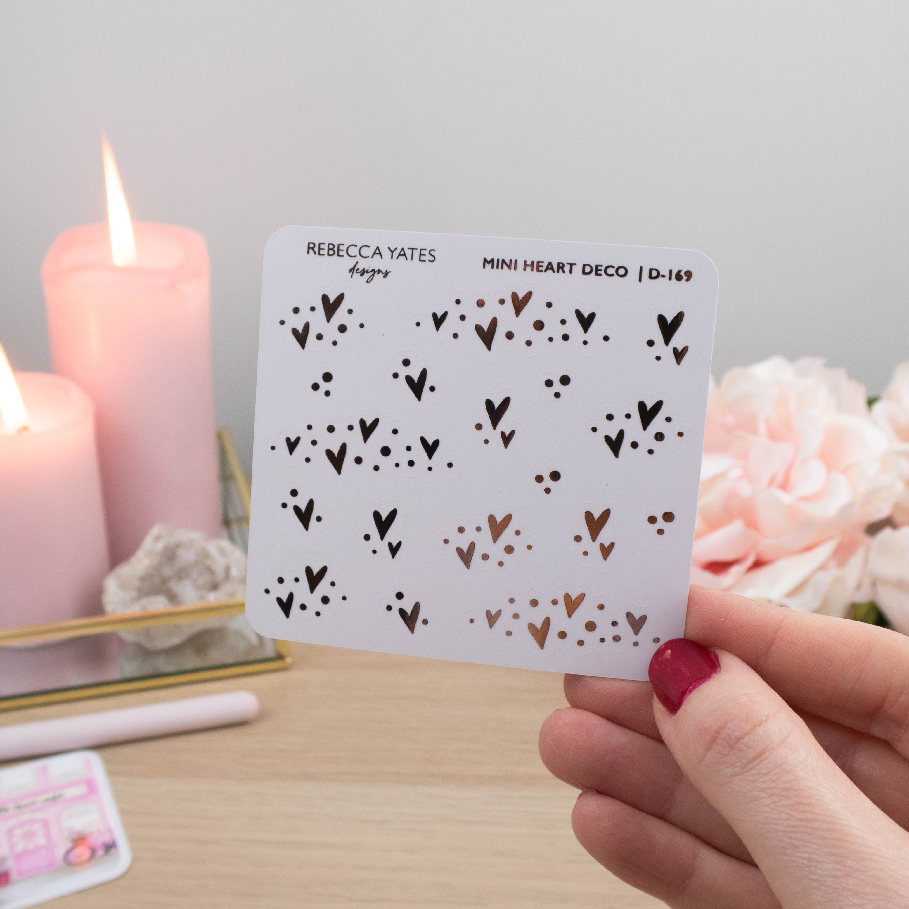 MINI HEART DECO - FOILED STICKER SHEET - Rebecca Yates