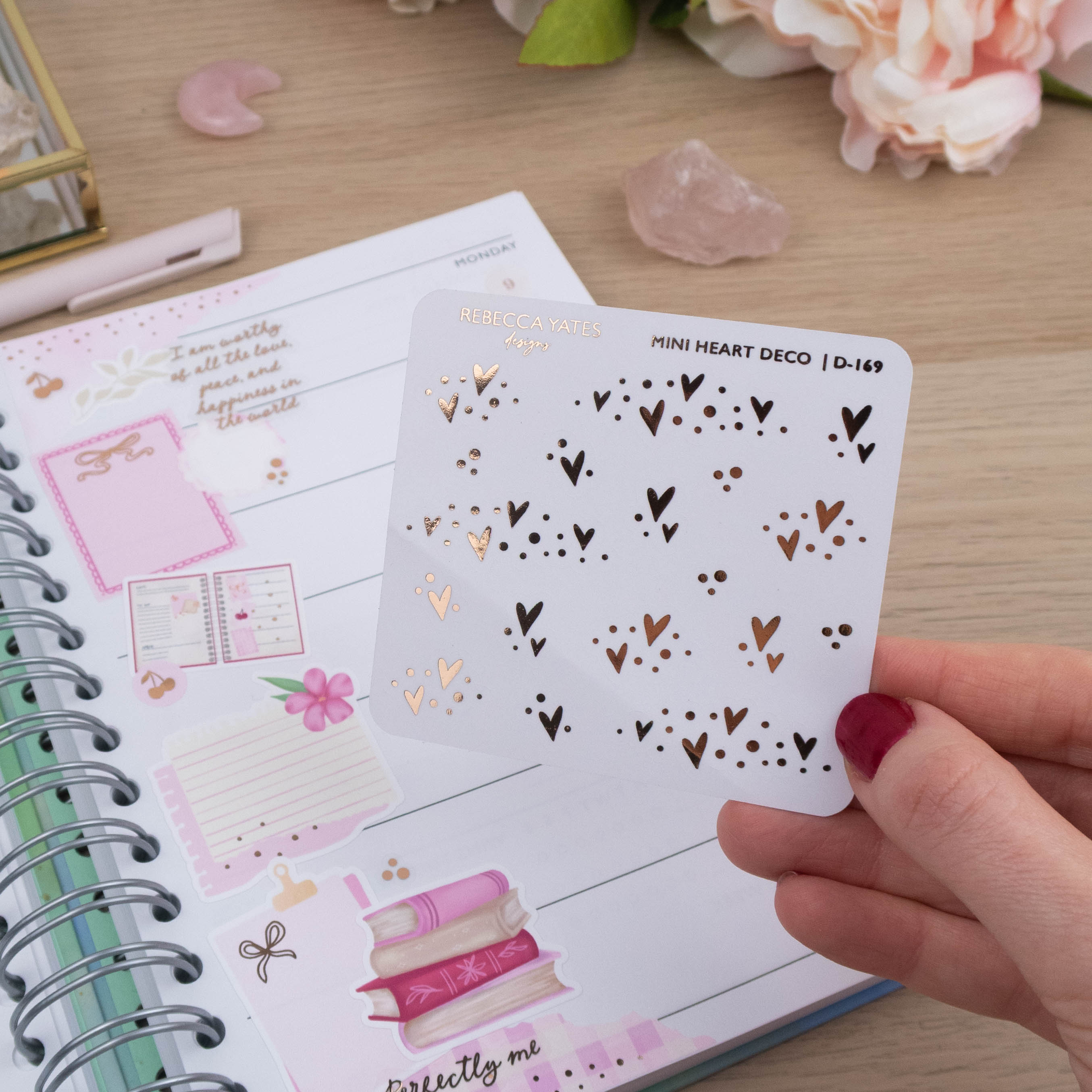 MINI HEART DECO - FOILED STICKER SHEET - Rebecca Yates