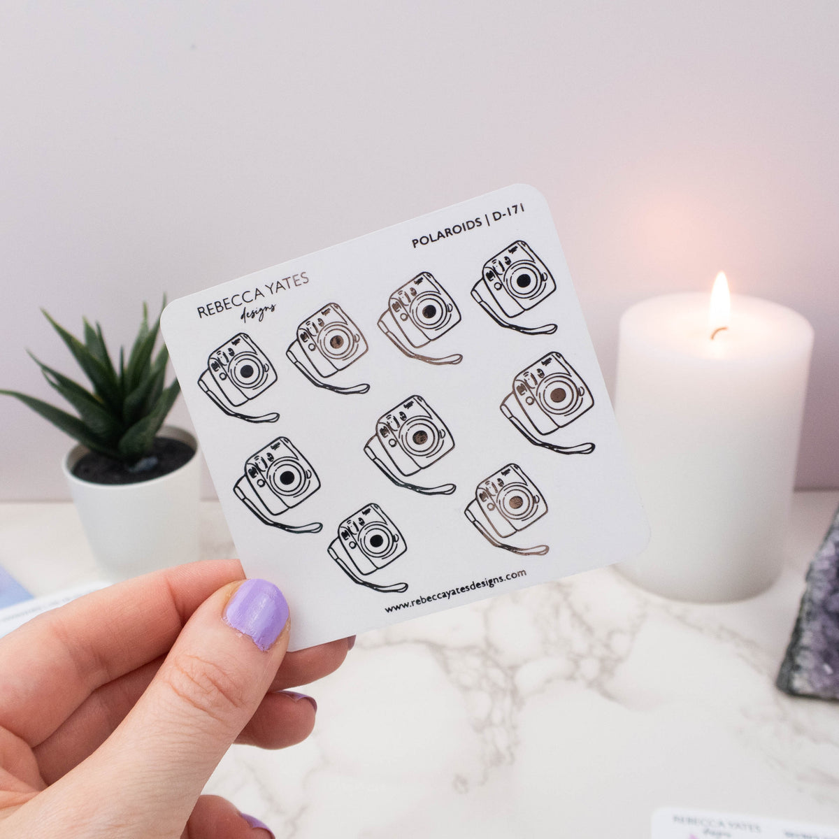 POLAROIDS - FOILED STICKER SHEET - Rebecca Yates