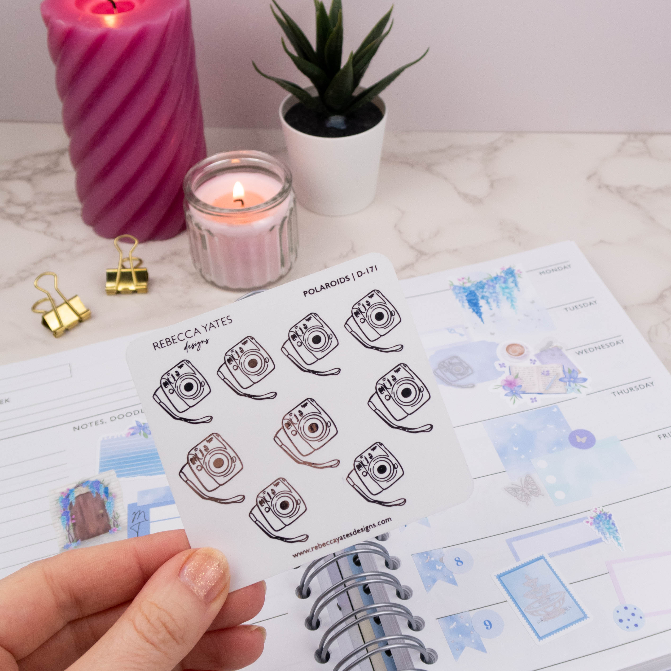 POLAROIDS - FOILED STICKER SHEET - Rebecca Yates