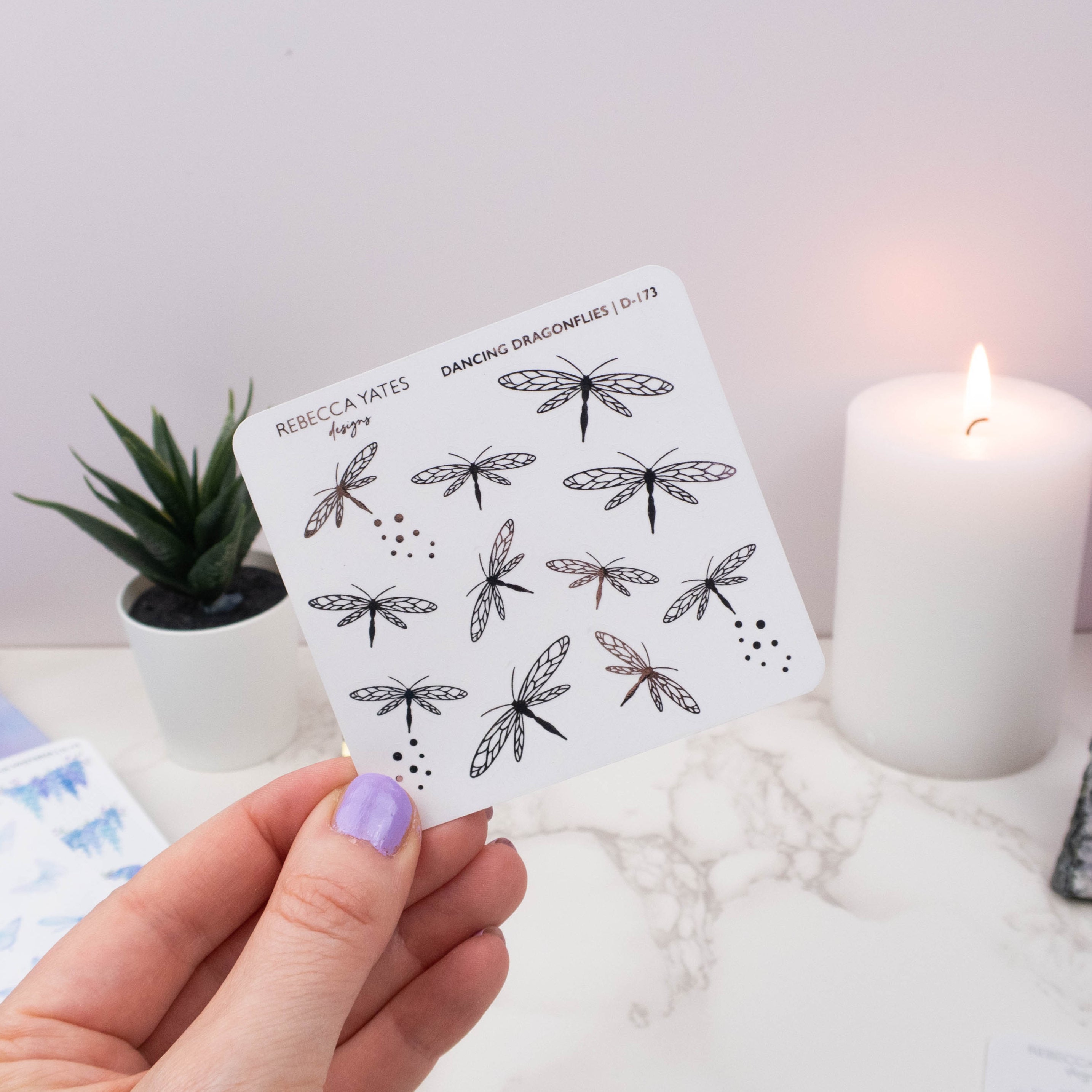 DANCING DRAGONFLIES - FOILED STICKER SHEET - Rebecca Yates