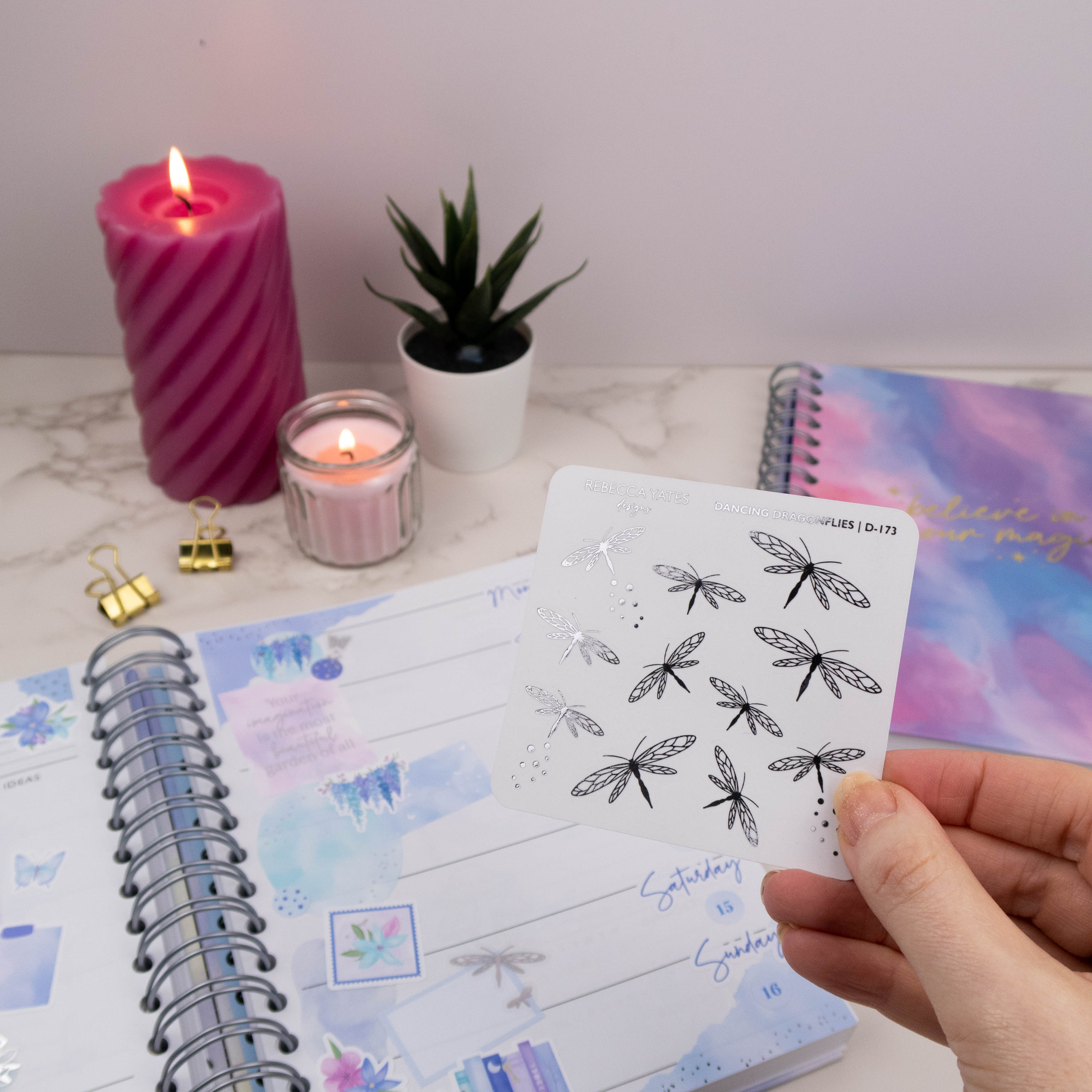 DANCING DRAGONFLIES - FOILED STICKER SHEET - Rebecca Yates