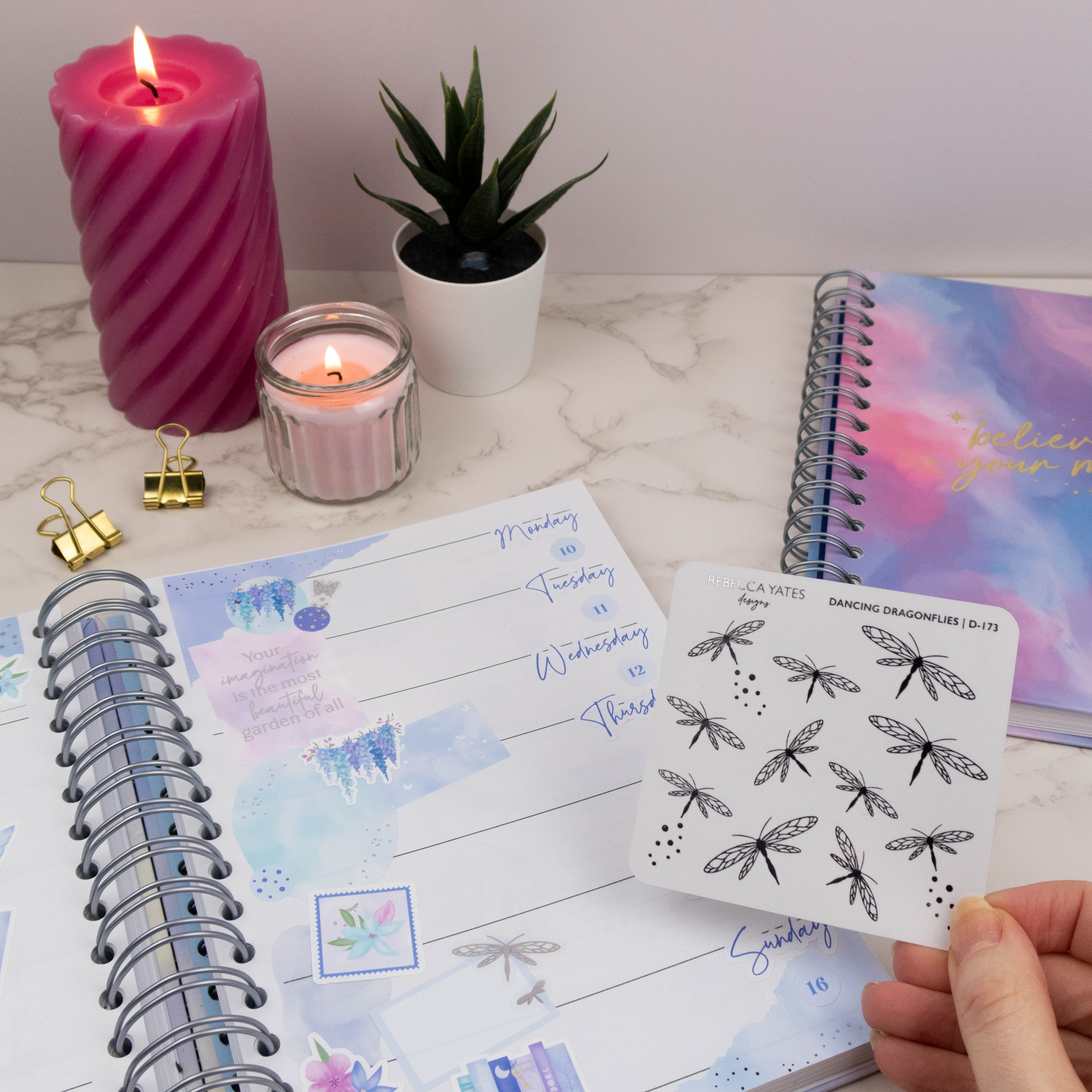 DANCING DRAGONFLIES - FOILED STICKER SHEET - Rebecca Yates