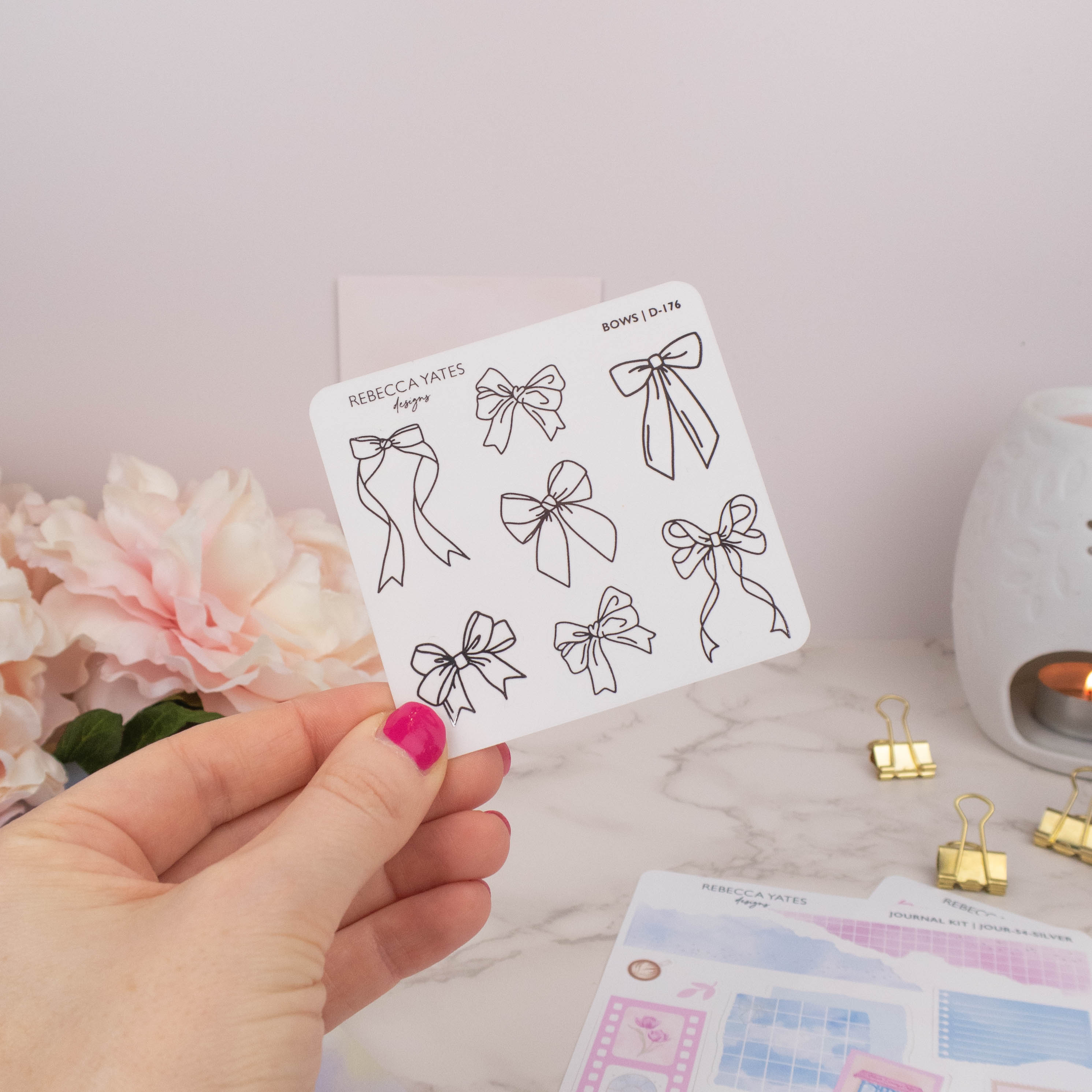 BOWS - FOILED STICKER SHEET - Rebecca Yates