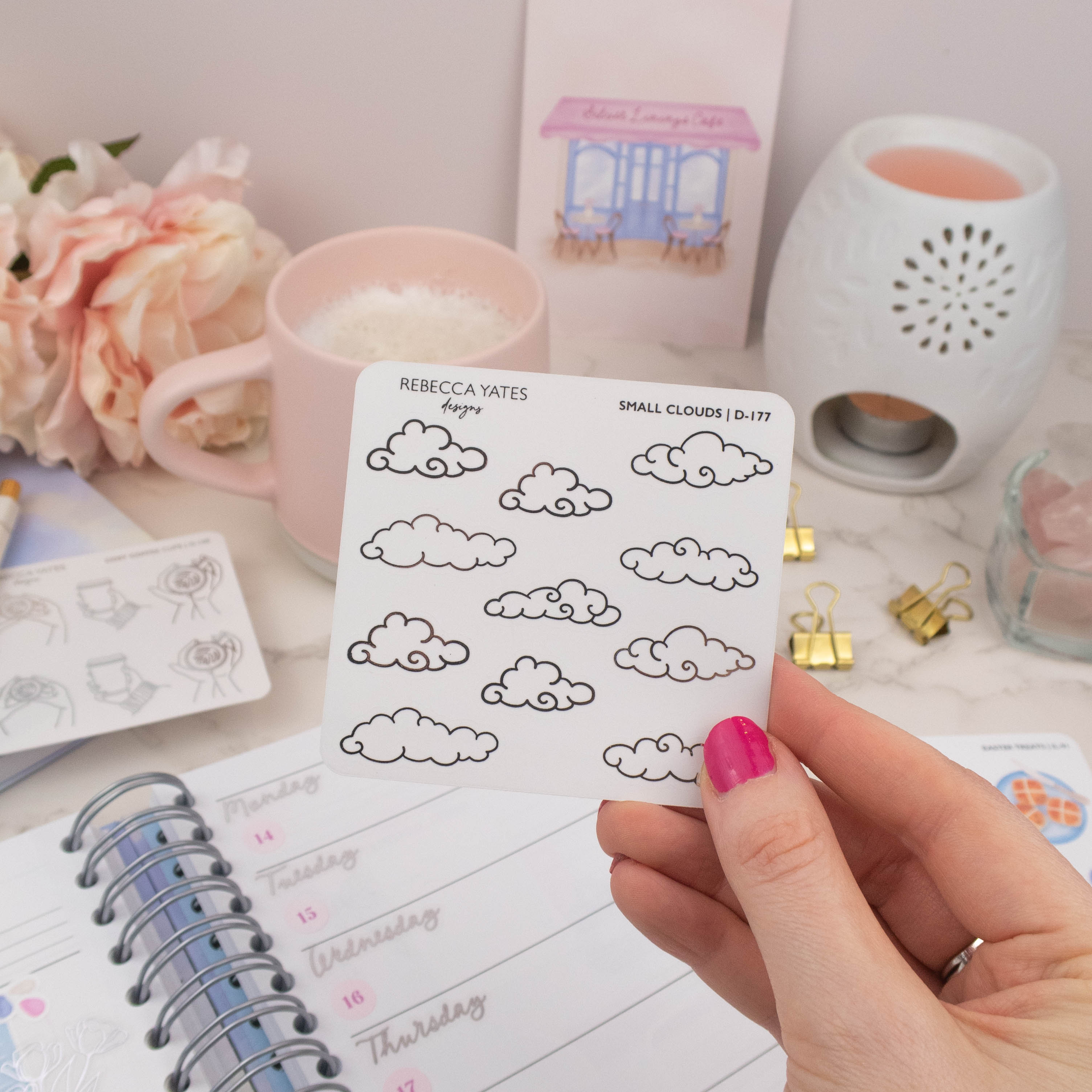 SMALL CLOUDS - FOILED STICKER SHEET - Rebecca Yates