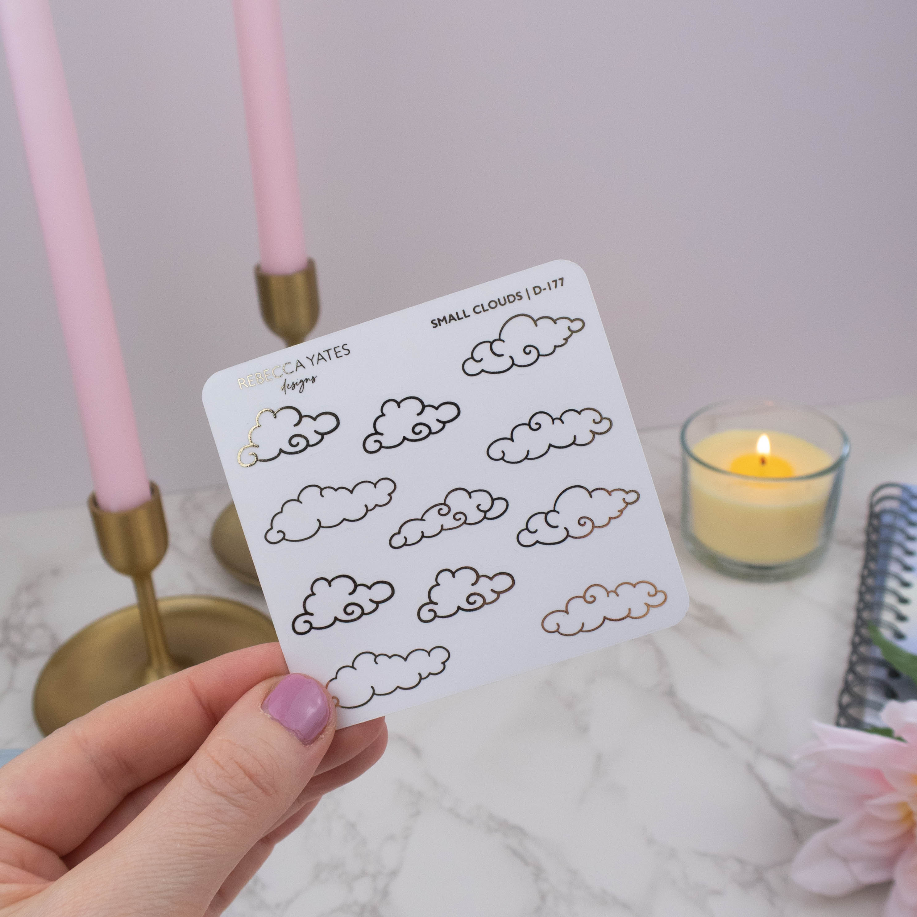 SMALL CLOUDS - FOILED STICKER SHEET - Rebecca Yates