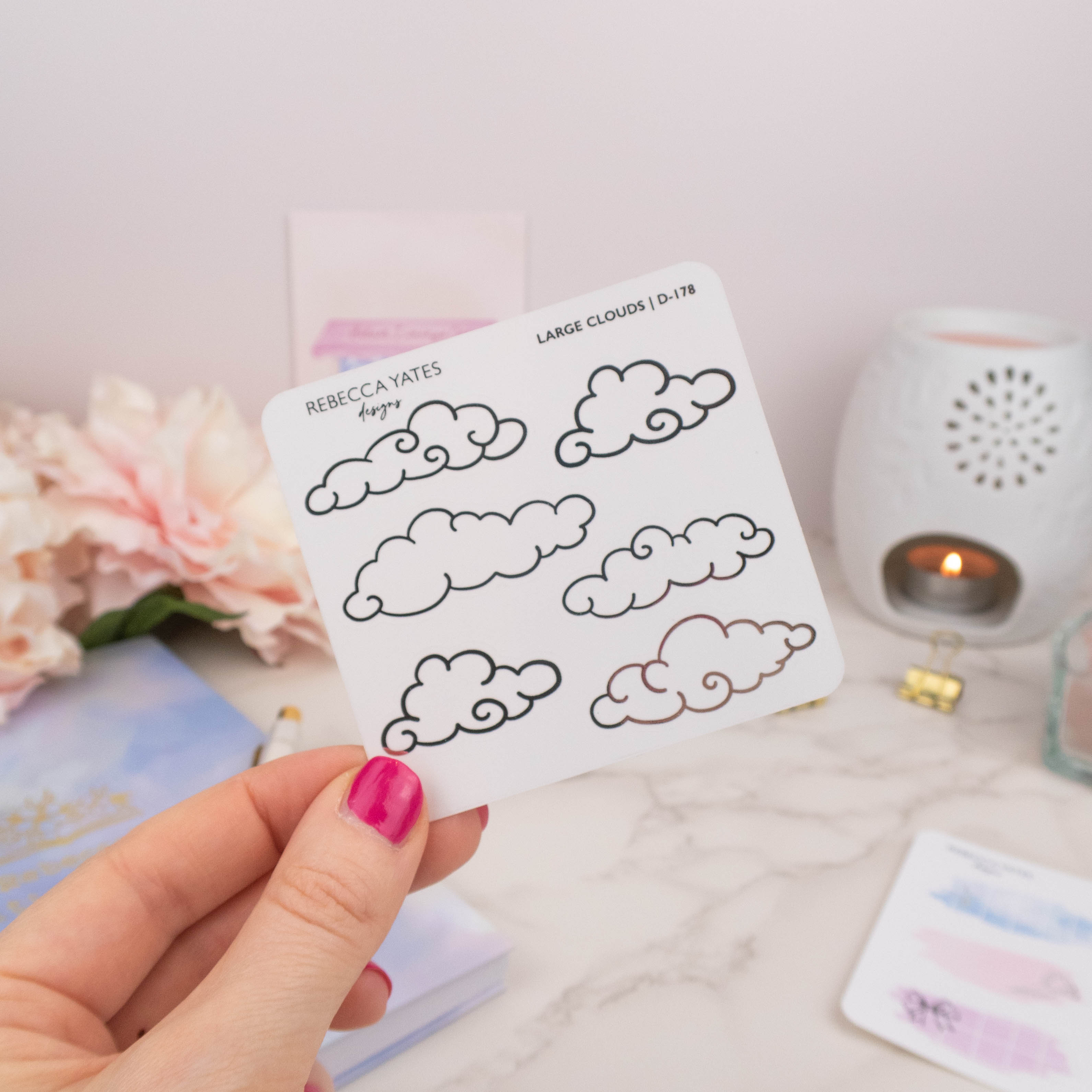 LARGE CLOUDS - FOILED STICKER SHEET - Rebecca Yates
