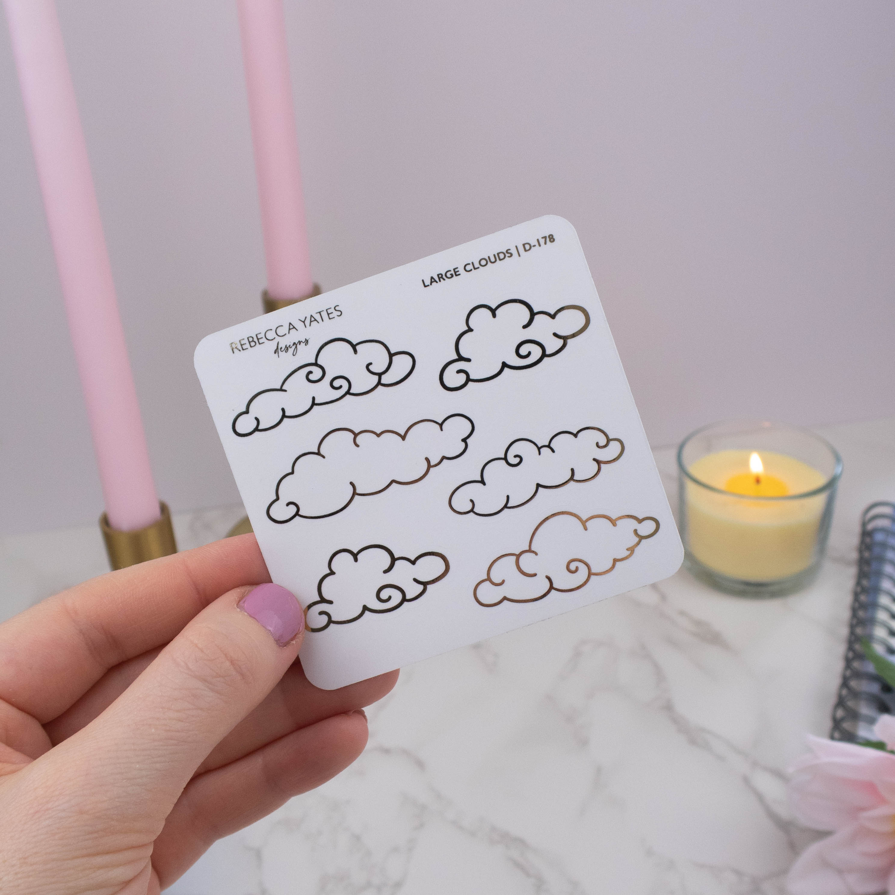 LARGE CLOUDS - FOILED STICKER SHEET - Rebecca Yates