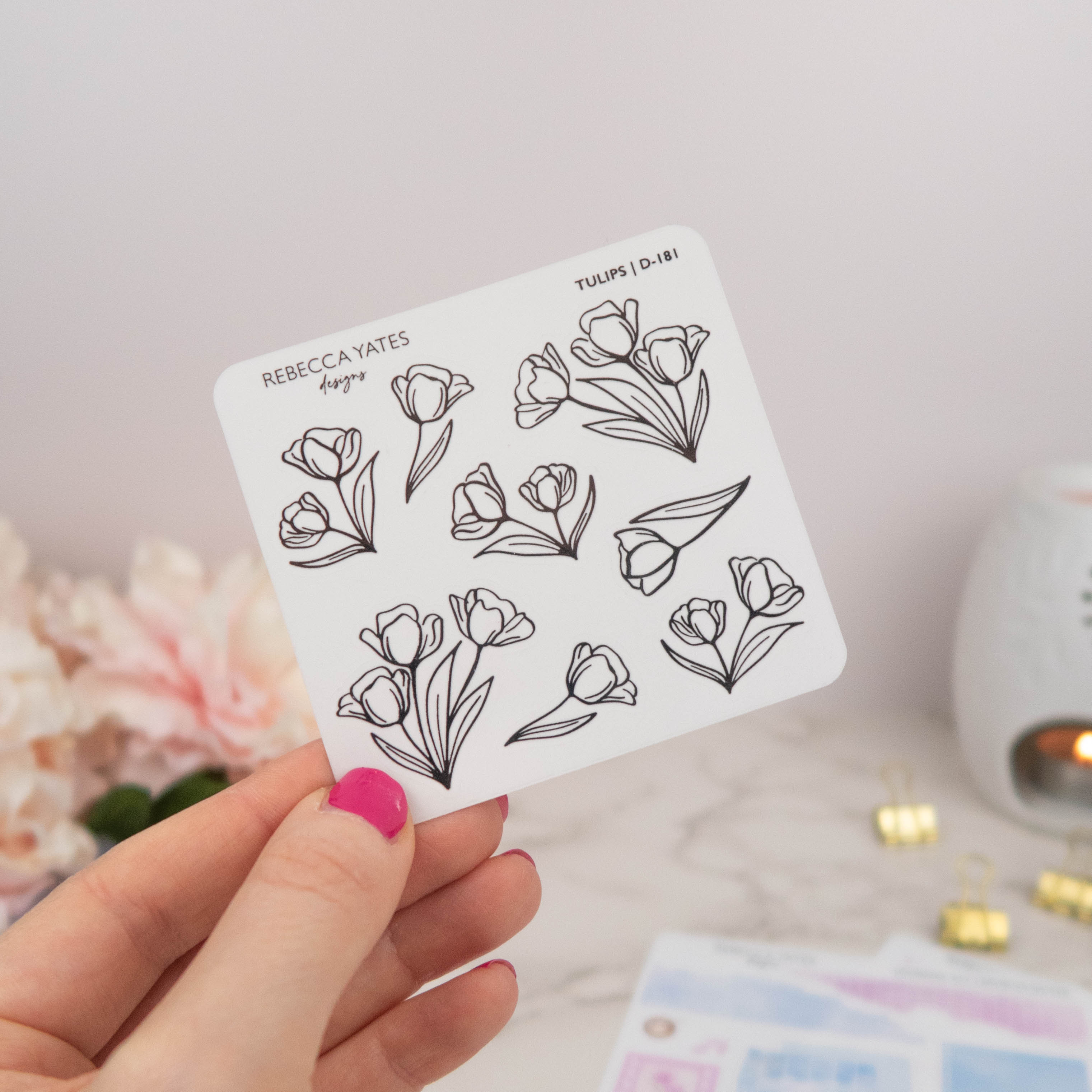TULIPS - FOILED STICKER SHEET - Rebecca Yates