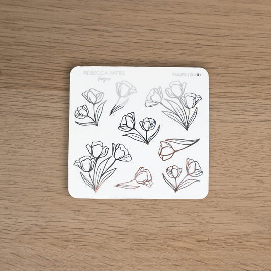 TULIPS - FOILED STICKER SHEET - Rebecca Yates
