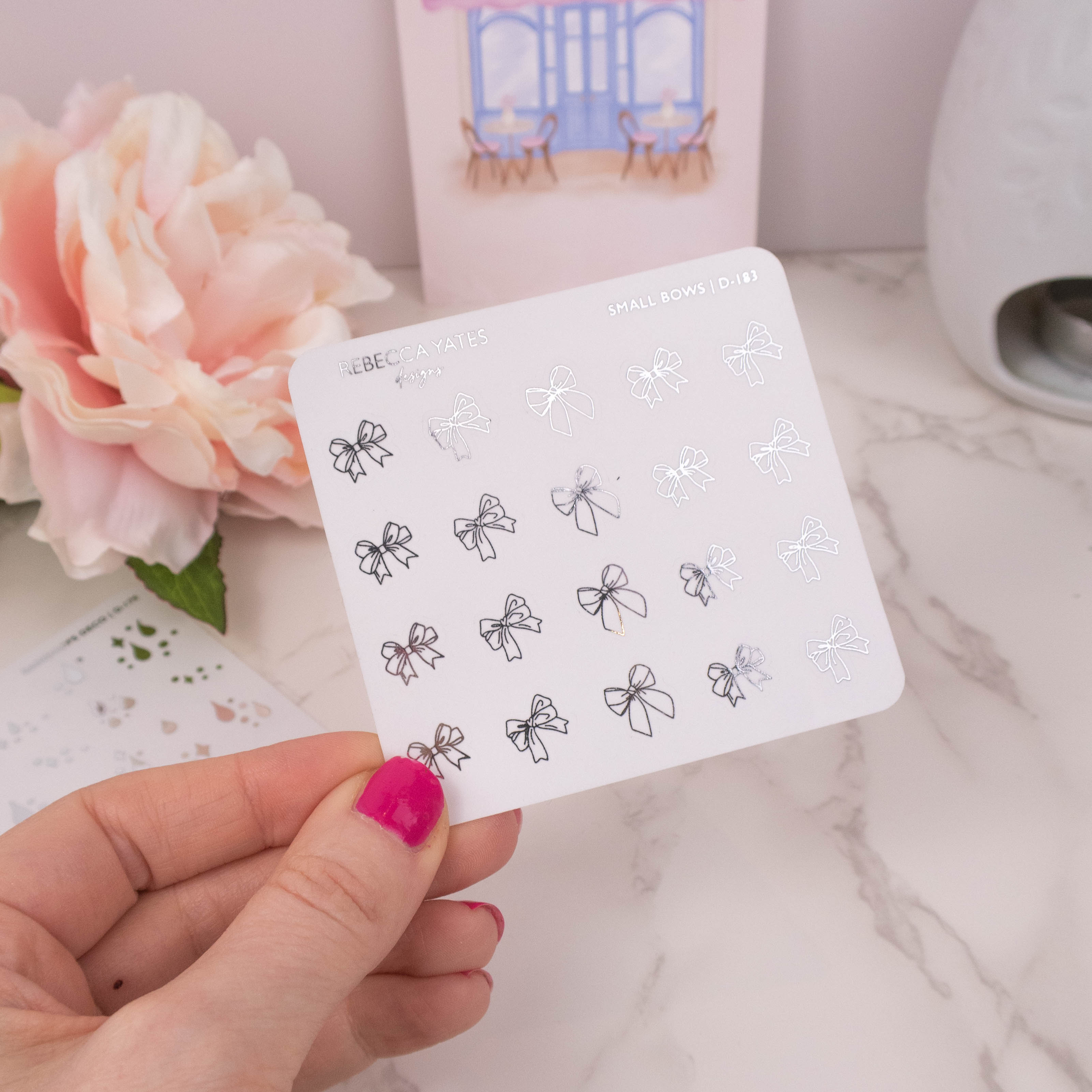 SMALL BOWS - FOILED STICKER SHEET - Rebecca Yates