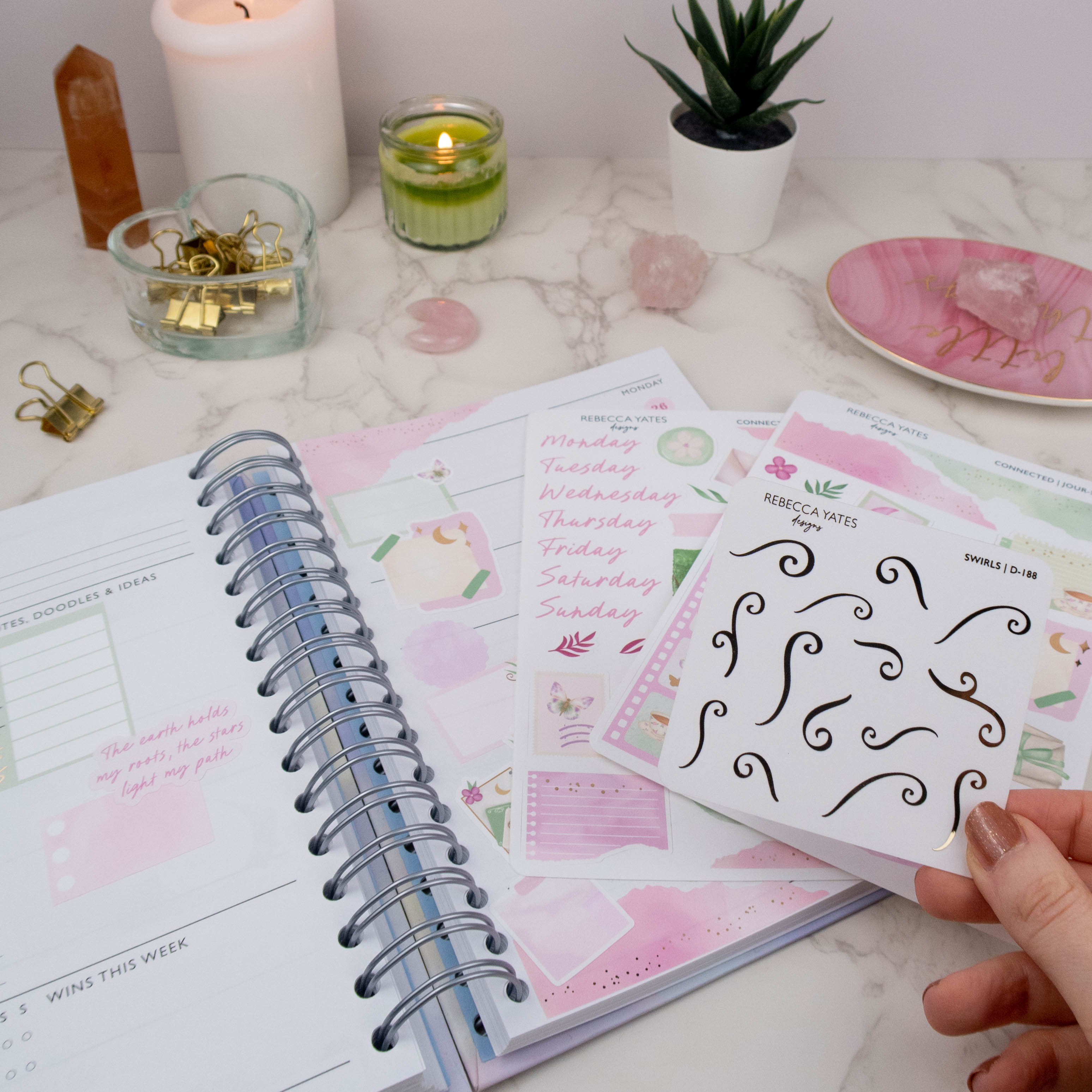 FLOWERS AND LEAVES - FOILED STICKER SHEET - Rebecca Yates