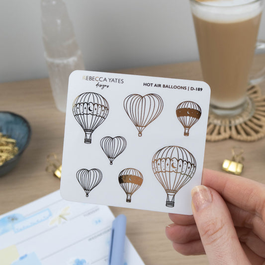 HOT AIR BALLOONS - FOILED STICKER SHEET - Rebecca Yates
