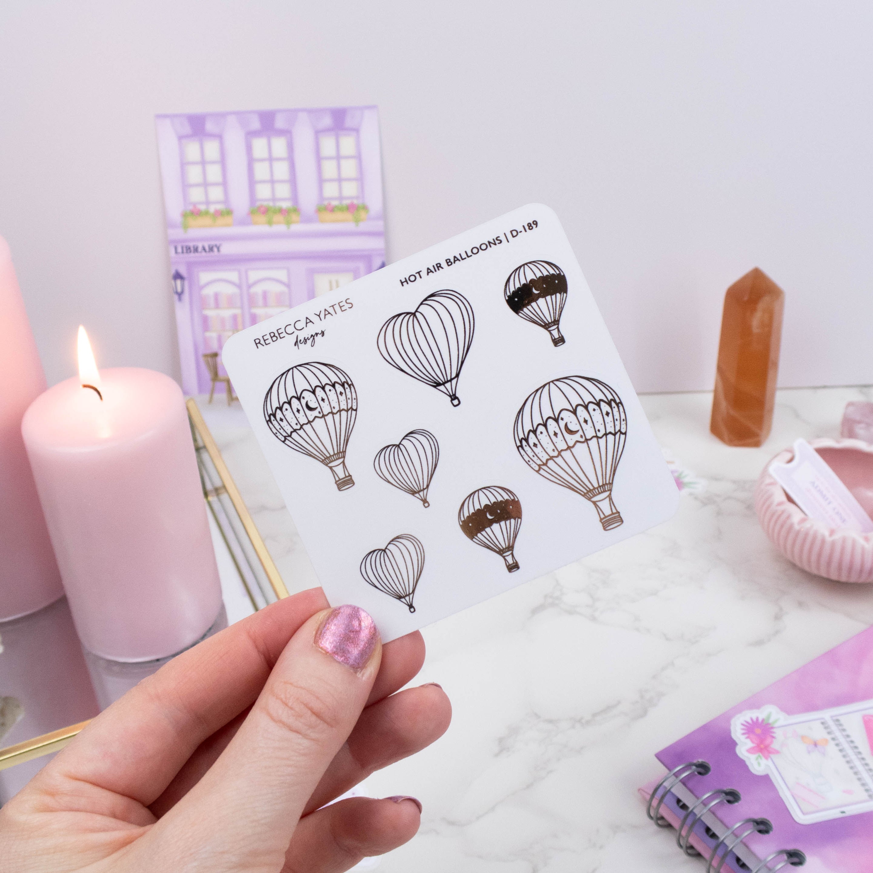 HOT AIR BALLOONS - FOILED STICKER SHEET - Rebecca Yates