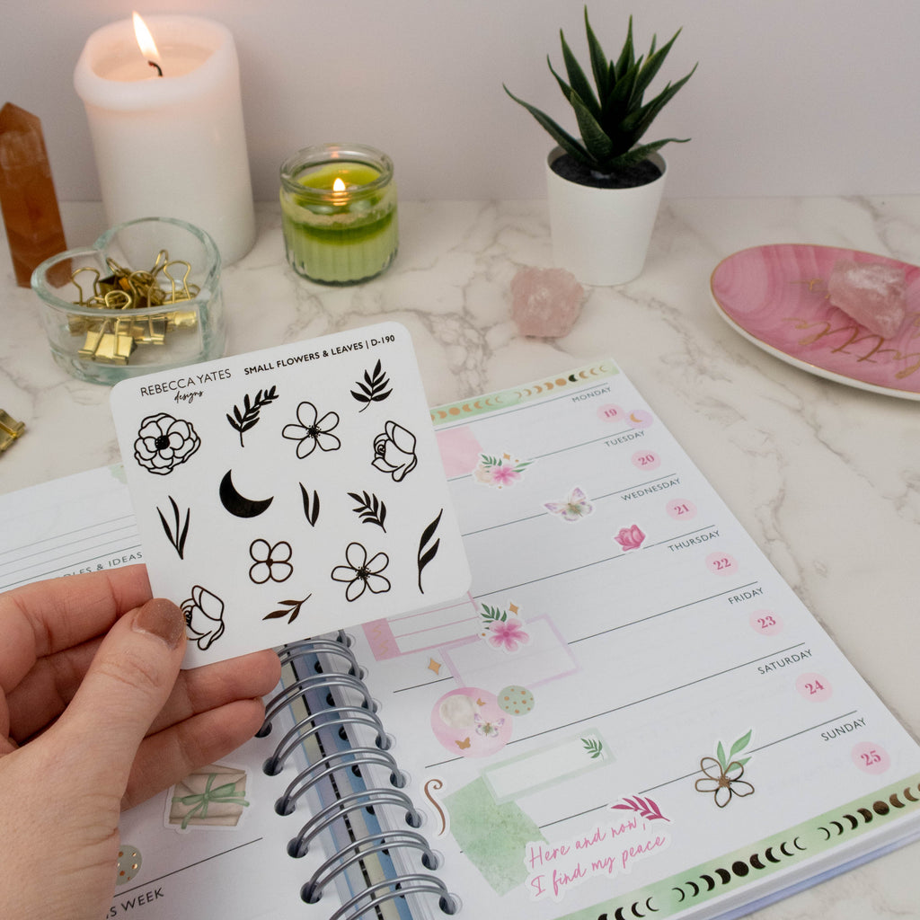 FLOWERS AND LEAVES - FOILED STICKER SHEET - Rebecca Yates