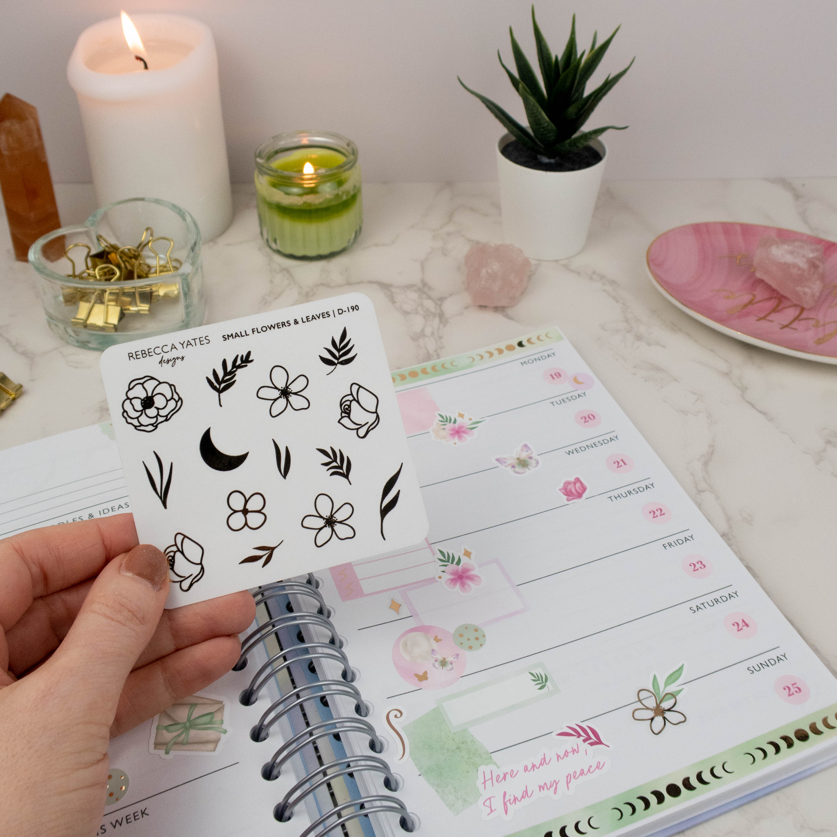 FLOWERS AND LEAVES - FOILED STICKER SHEET - Rebecca Yates