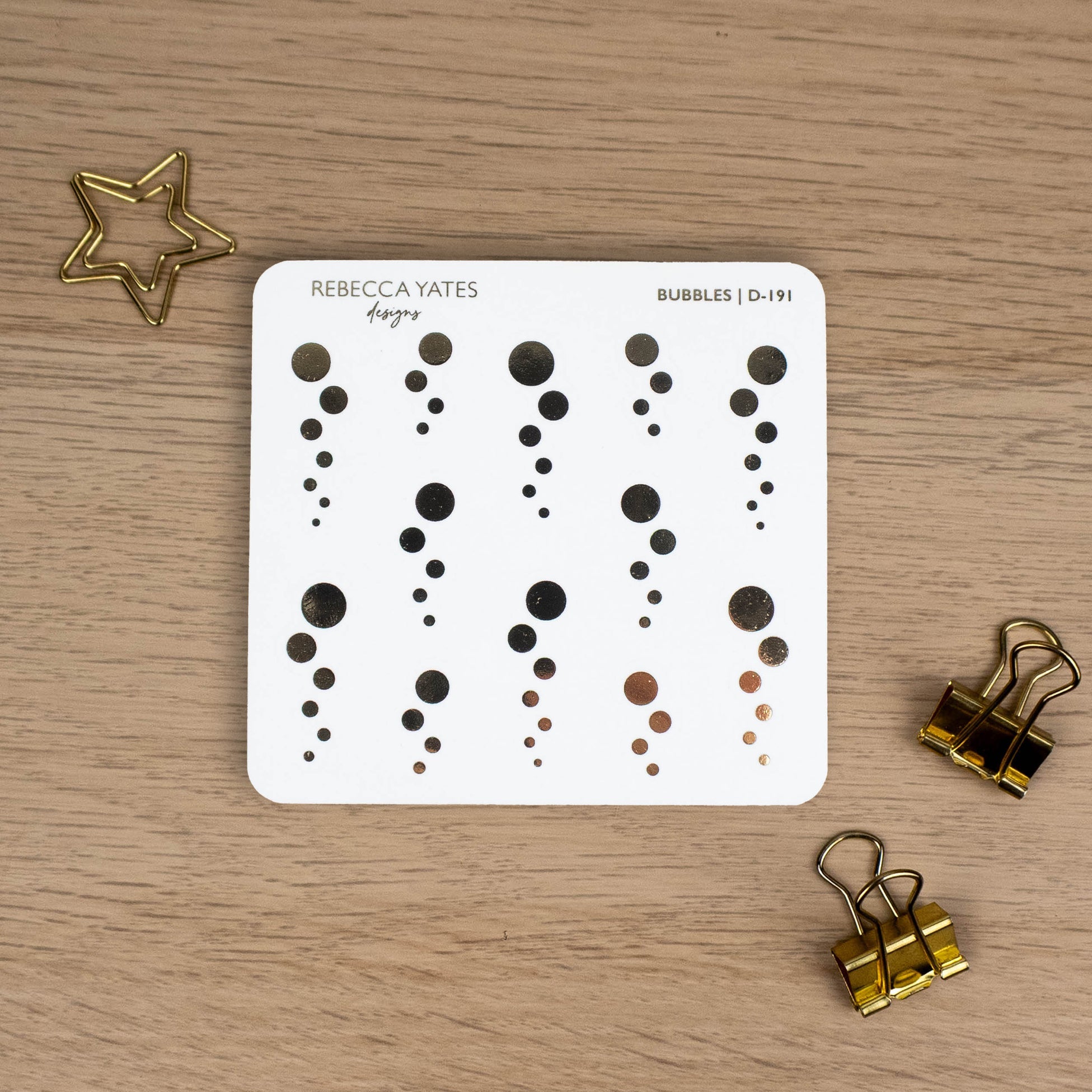 BUBBLES - FOILED STICKER SHEET - Rebecca Yates