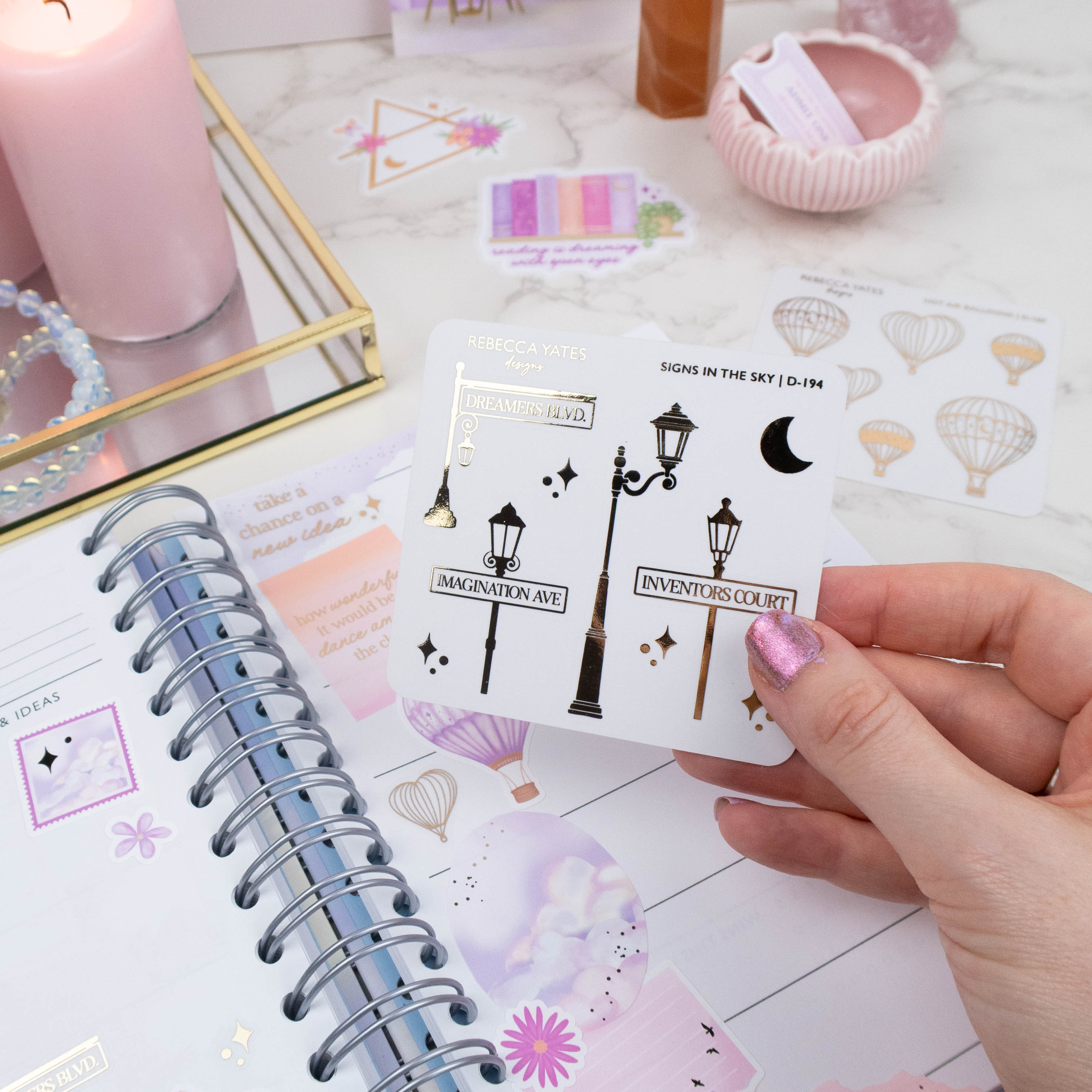 SIGNS IN THE SKY - FOILED STICKER SHEET - Rebecca Yates