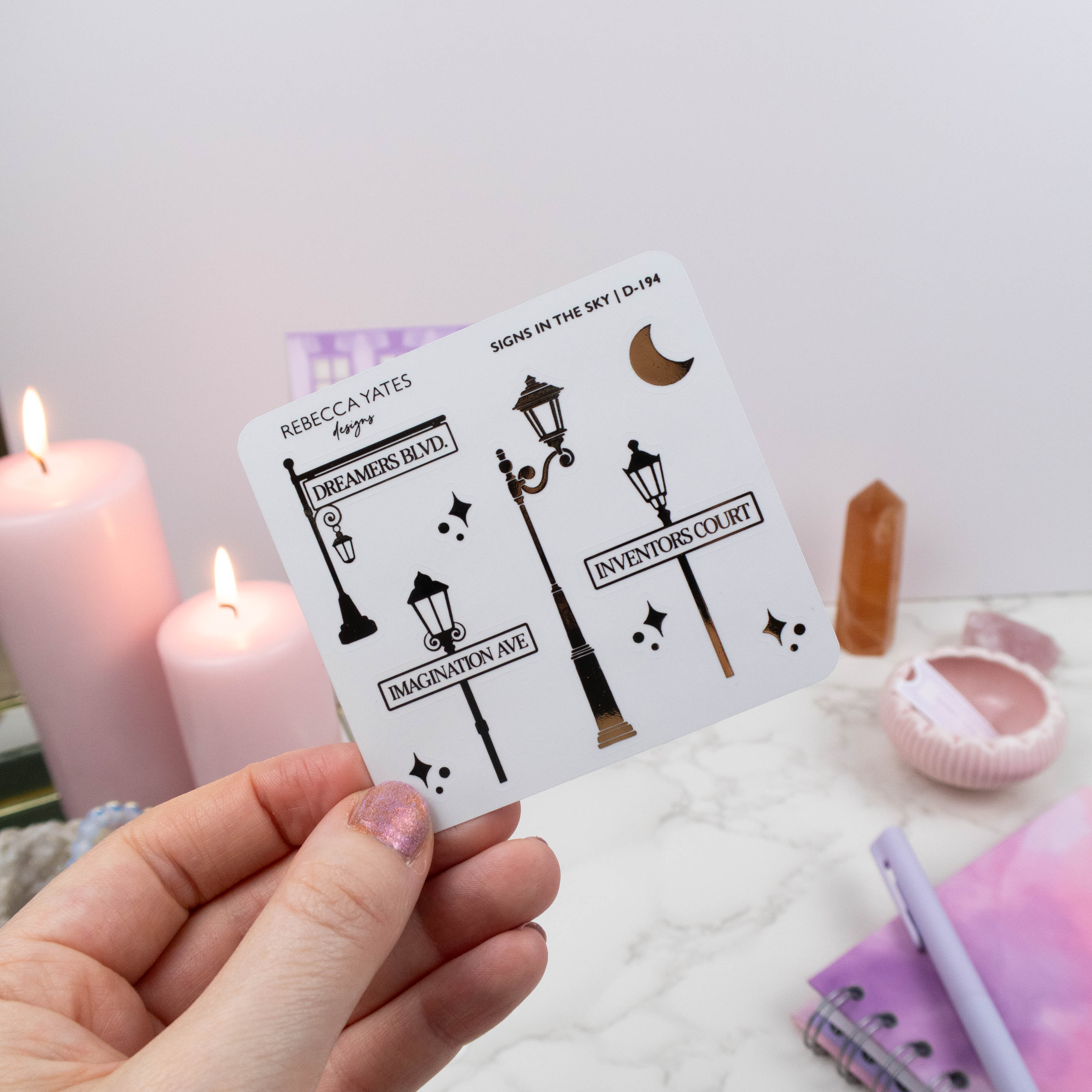 SIGNS IN THE SKY - FOILED STICKER SHEET - Rebecca Yates