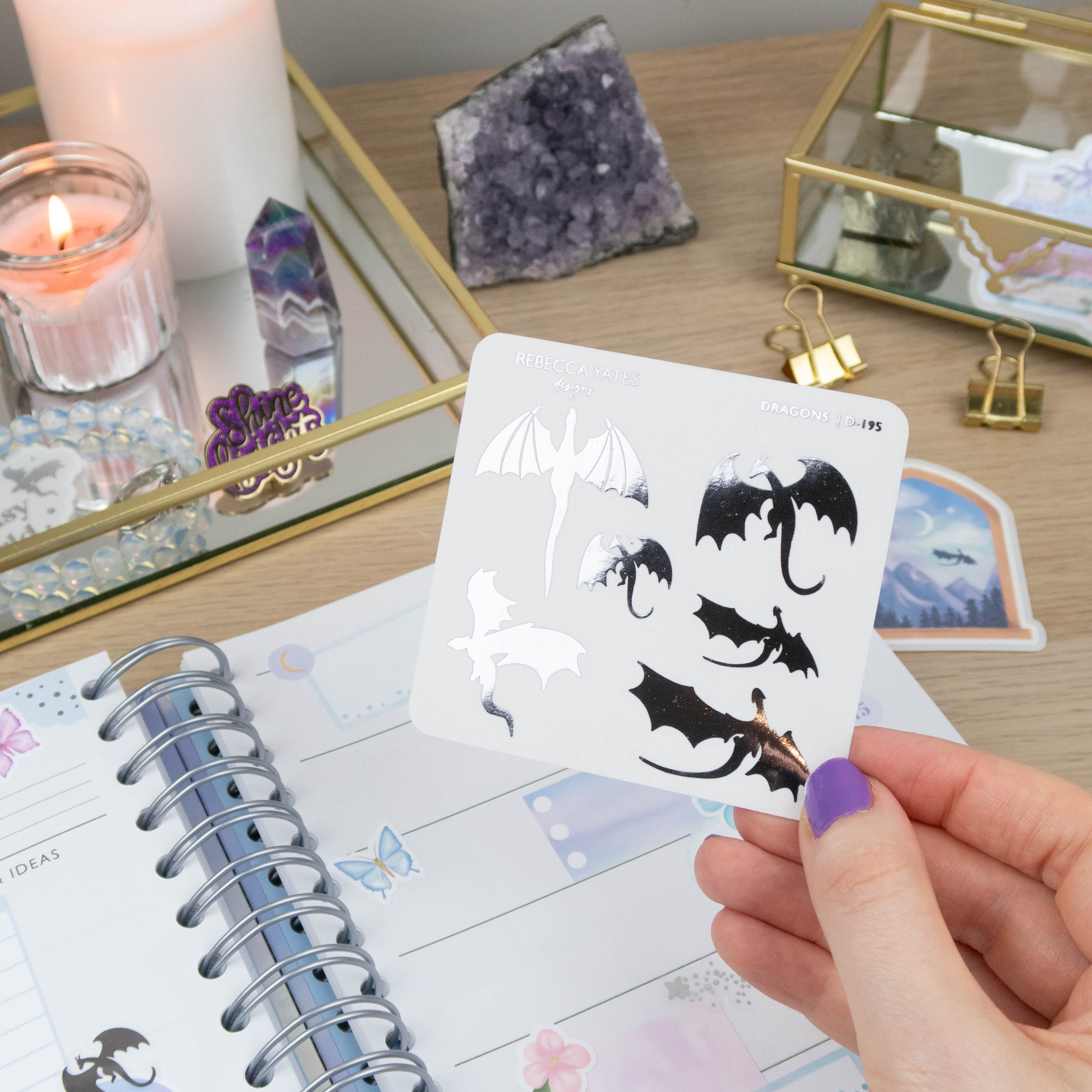 DRAGONS - FOILED STICKER SHEET - Rebecca Yates