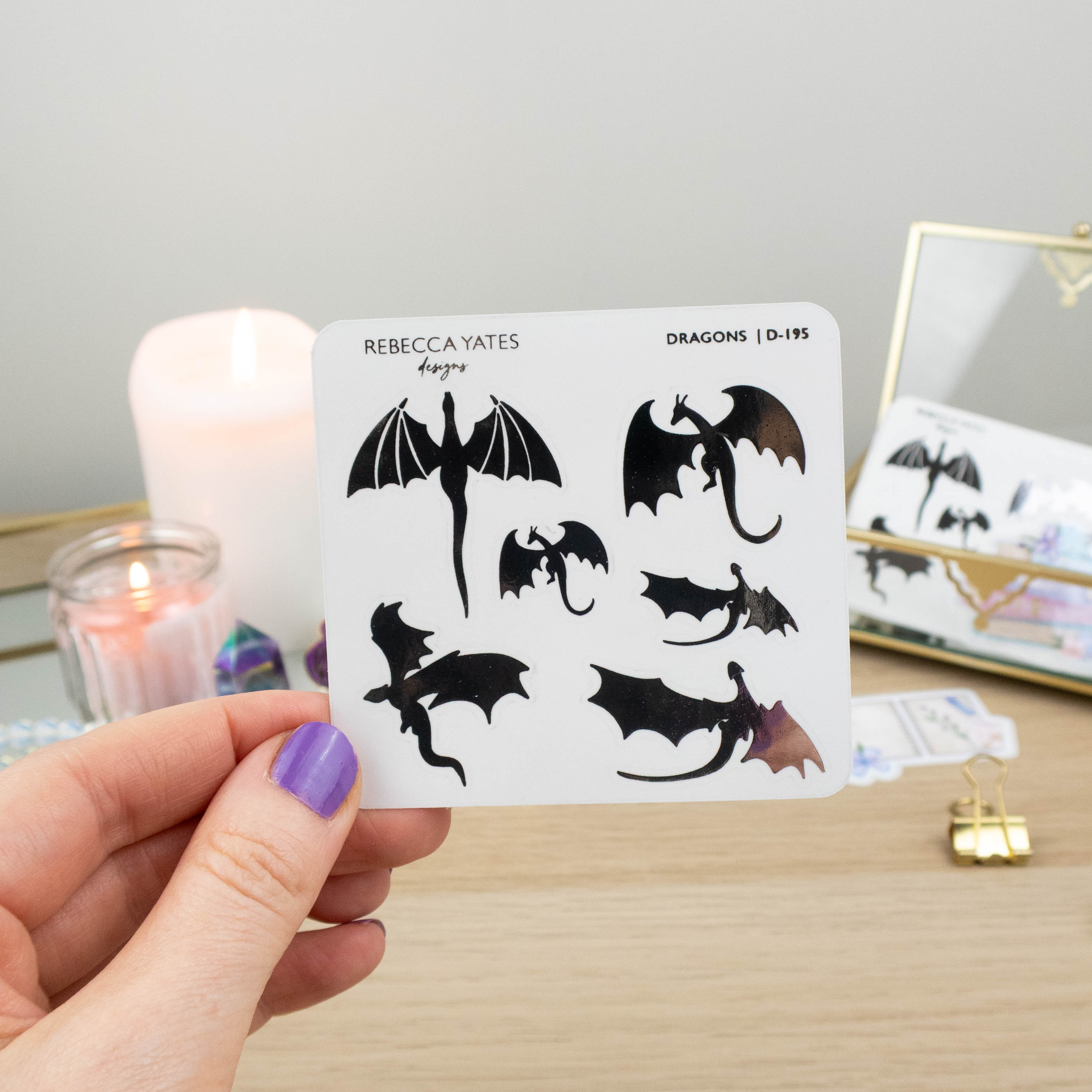 DRAGONS - FOILED STICKER SHEET - Rebecca Yates