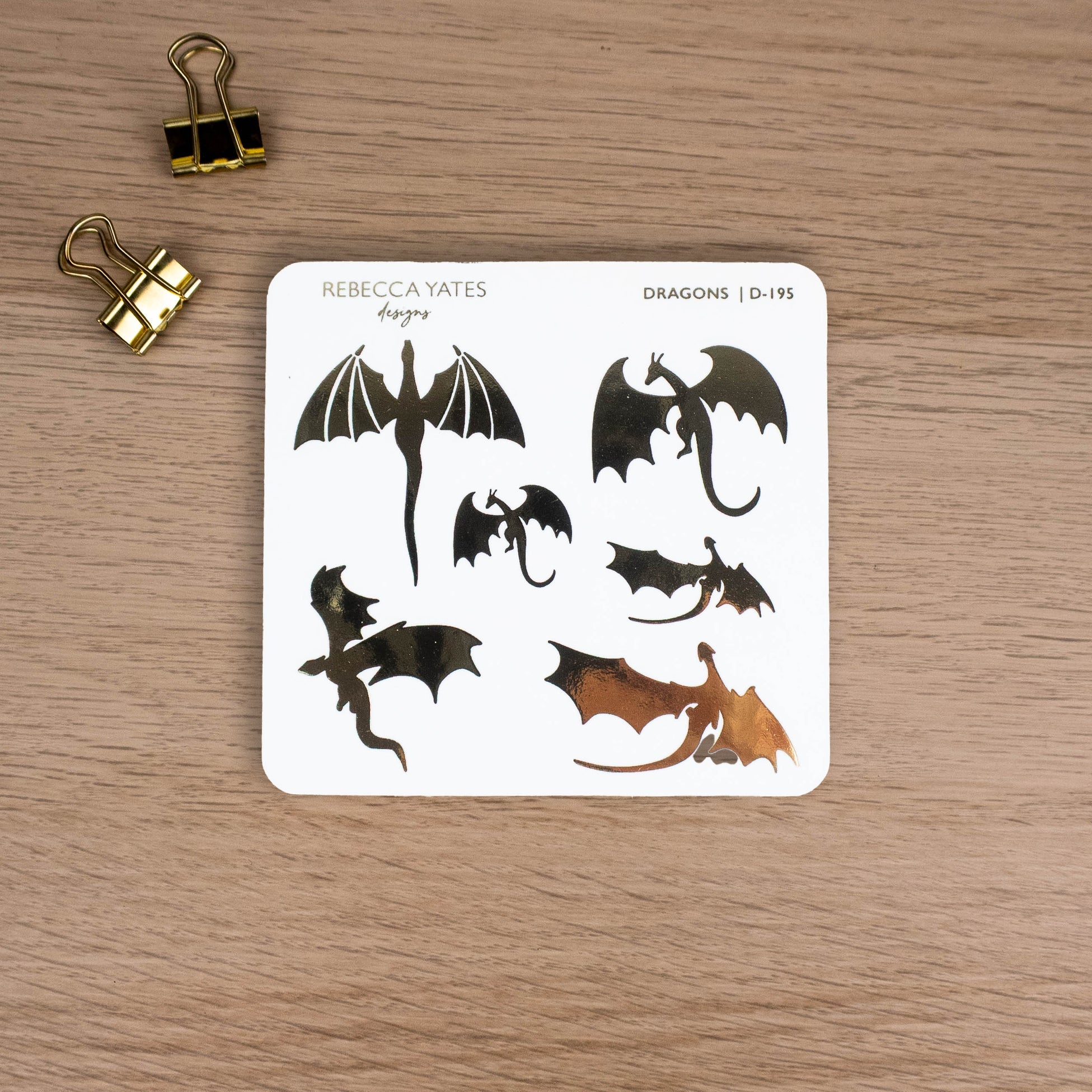 DRAGONS - FOILED STICKER SHEET - Rebecca Yates